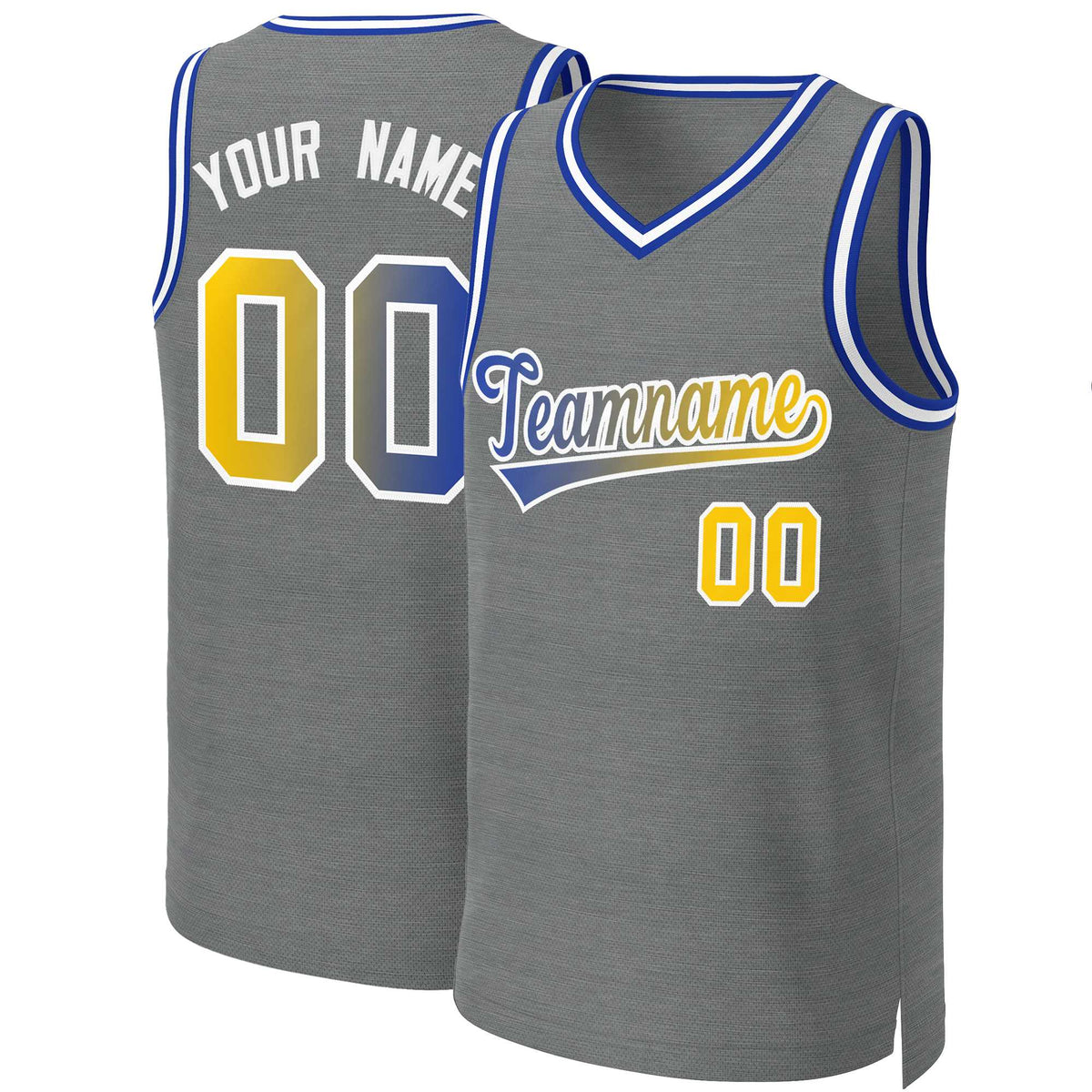Custom Dark Gray Royal-White Classic Gradient Fashion Tops Basketball Jersey | KXKSHOP