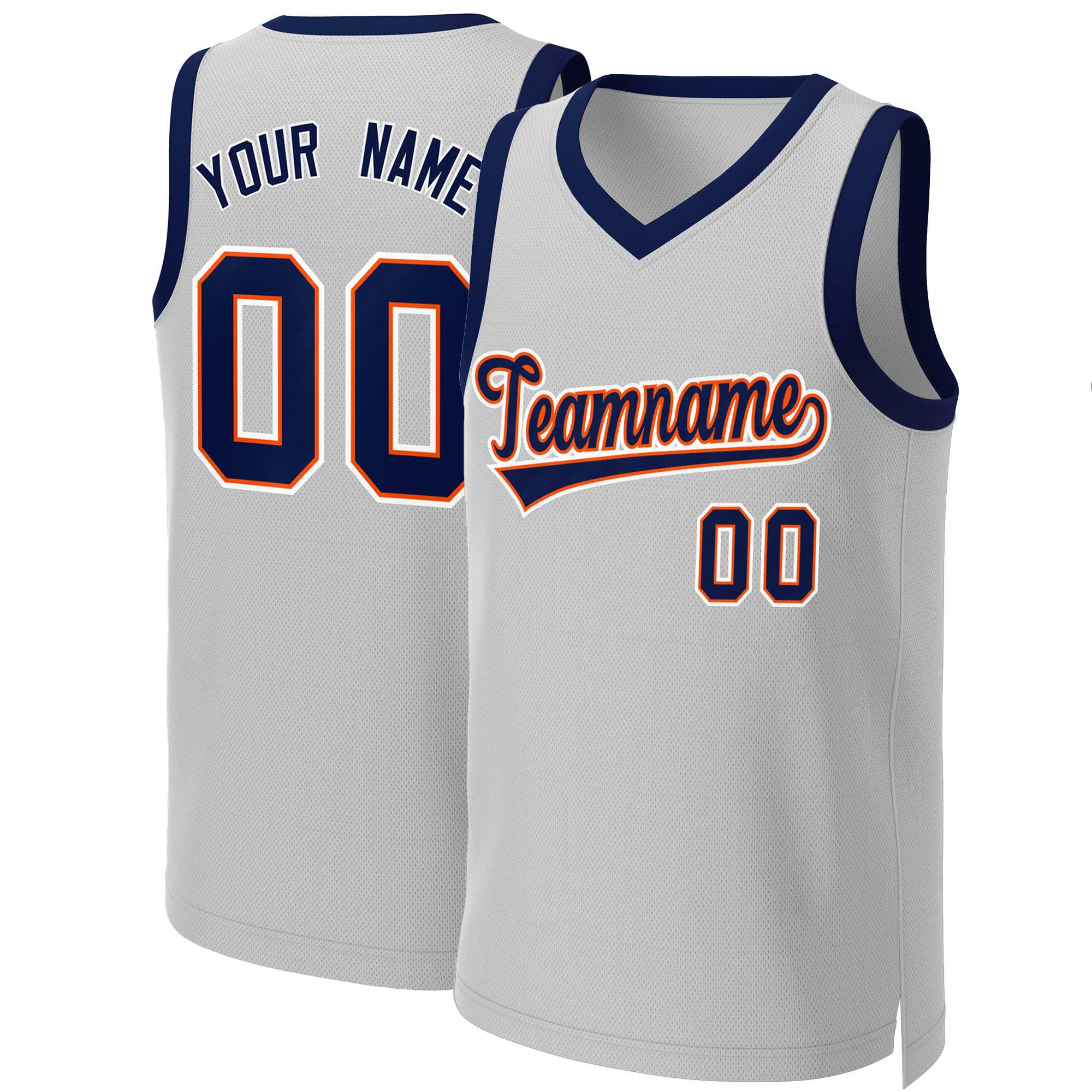 Custom Gray Navy-Orange Classic Tops Basketball Jersey | KXKSHOP