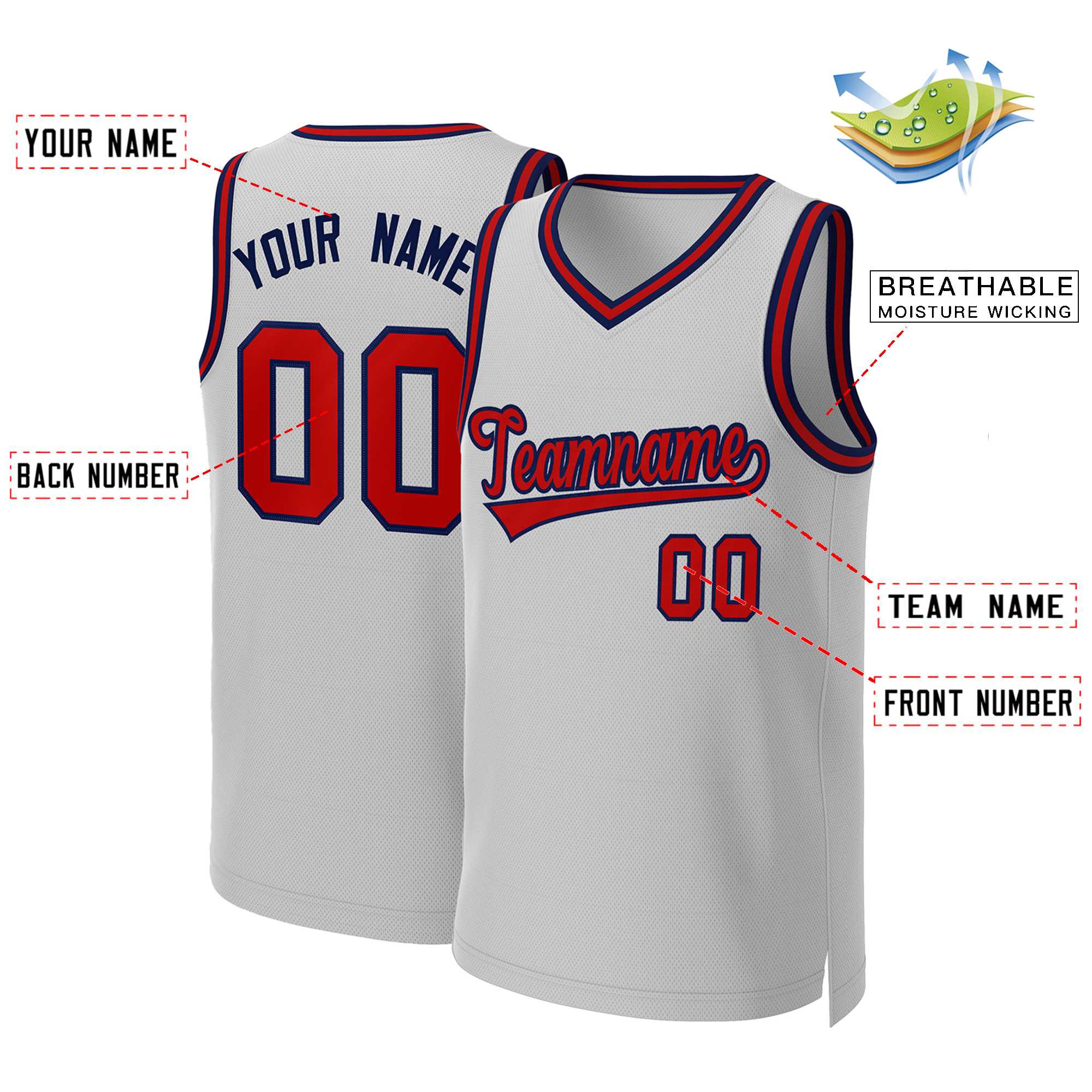 Custom White Red Classic Tops Basketball Jersey | KXKSHOP