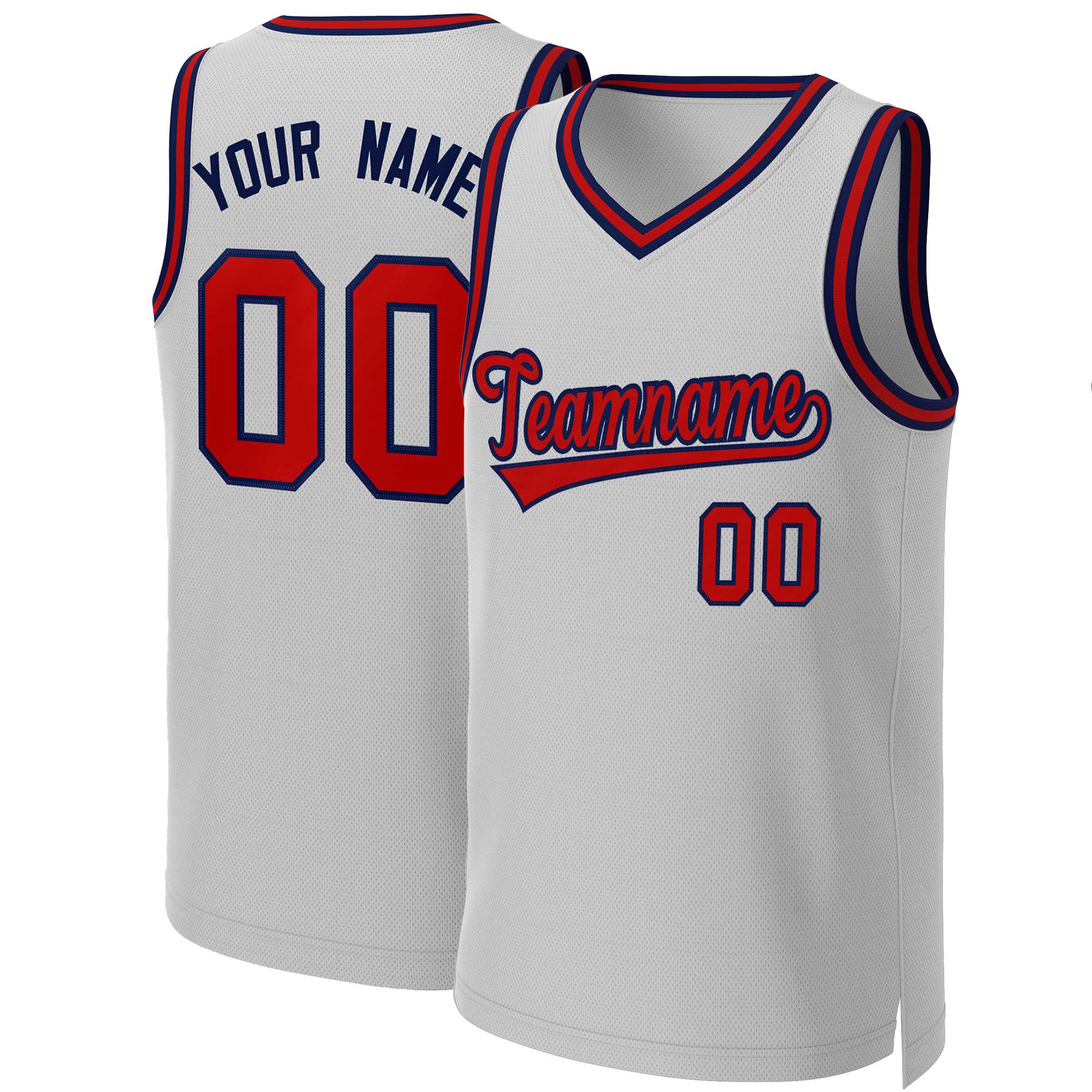 Custom Gray Red-Navy Classic Tops Basketball Jersey | KXKSHOP