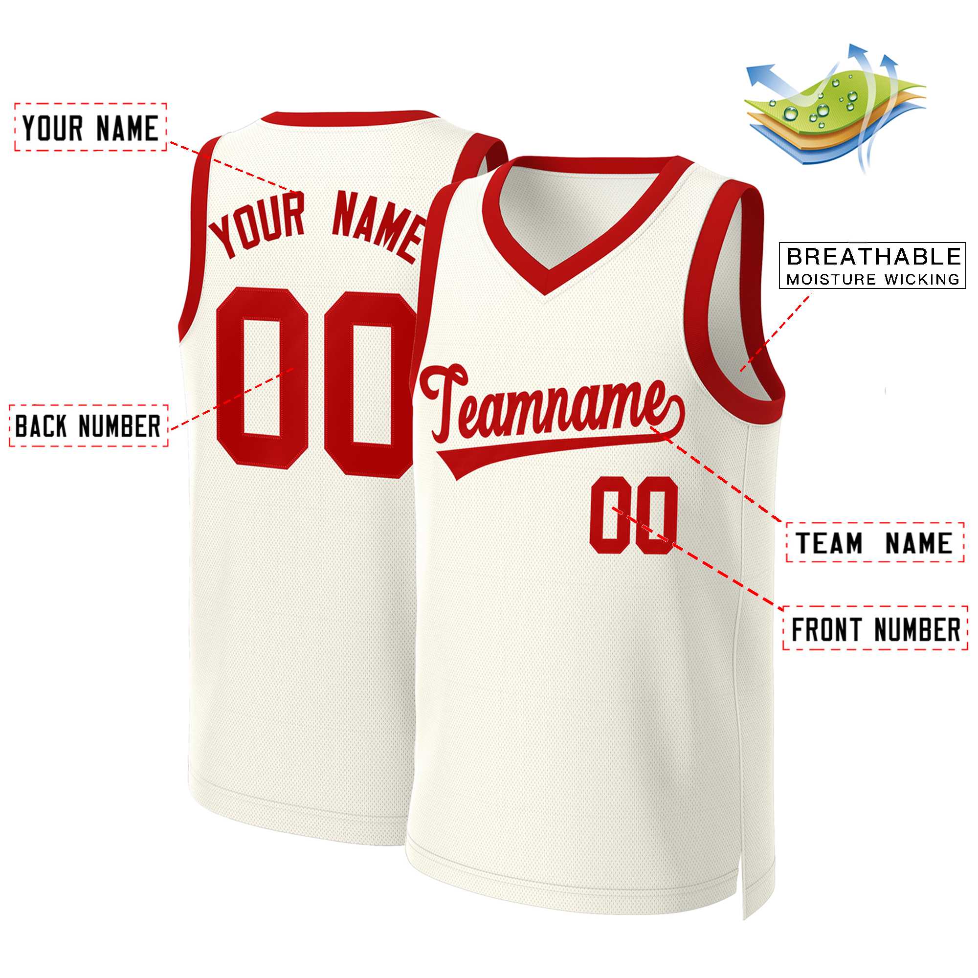 Custom White Red Classic Tops Basketball Jersey | KXKSHOP
