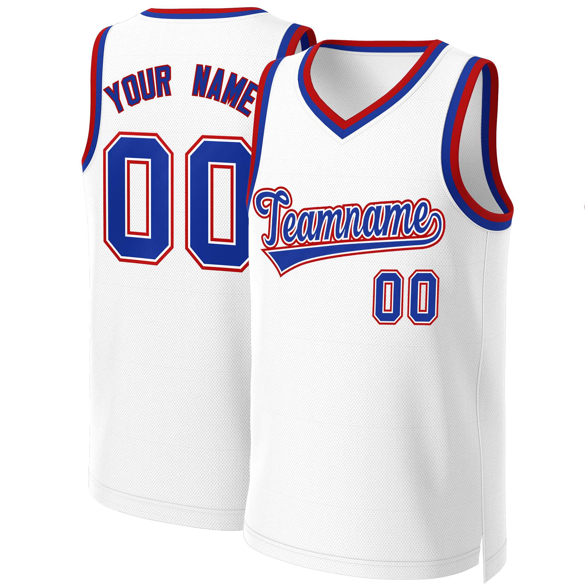 Custom White Royal-White Classic Tops Basketball Jersey | KXKSHOP