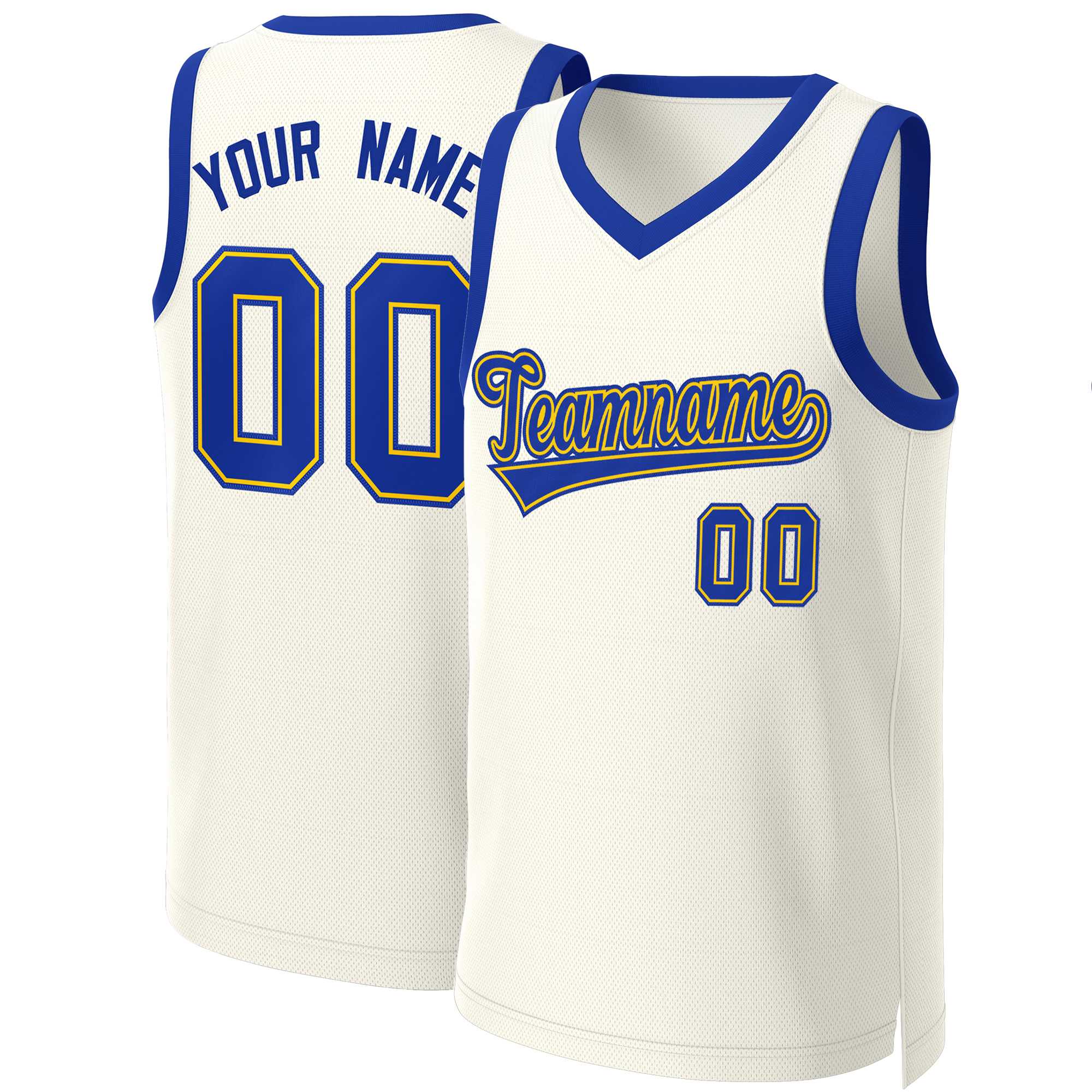 Custom Khaki Royal-Yellow Classic Tops Basketball Jersey | KXKSHOP