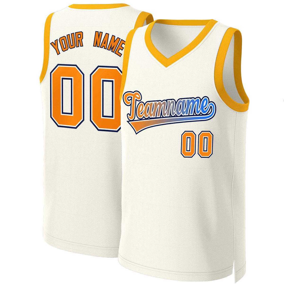 Custom Khaki Orange-White Classic Gradient Fashion Tops Basketball Jersey | KXKSHOP