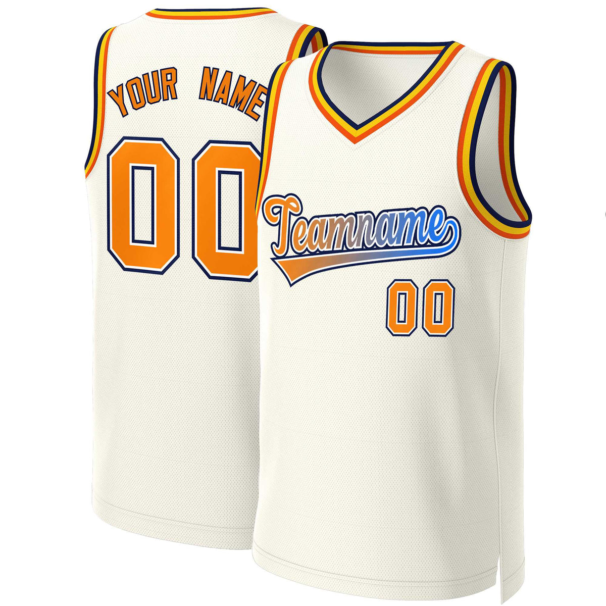 Custom Khaki Orange-White Classic Gradient Fashion Tops Basketball Jersey | KXKSHOP