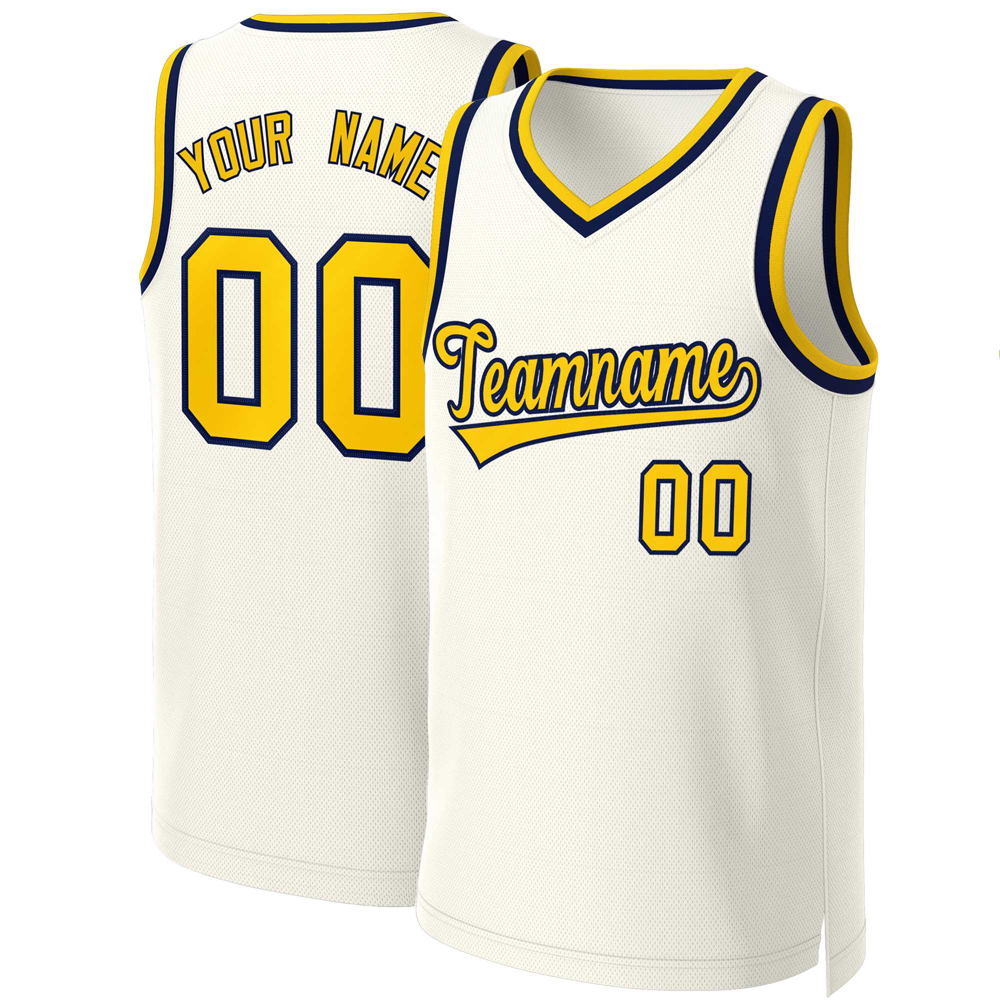 Custom Khaki Yellow-Navy Classic Tops Basketball Jersey | KXKSHOP