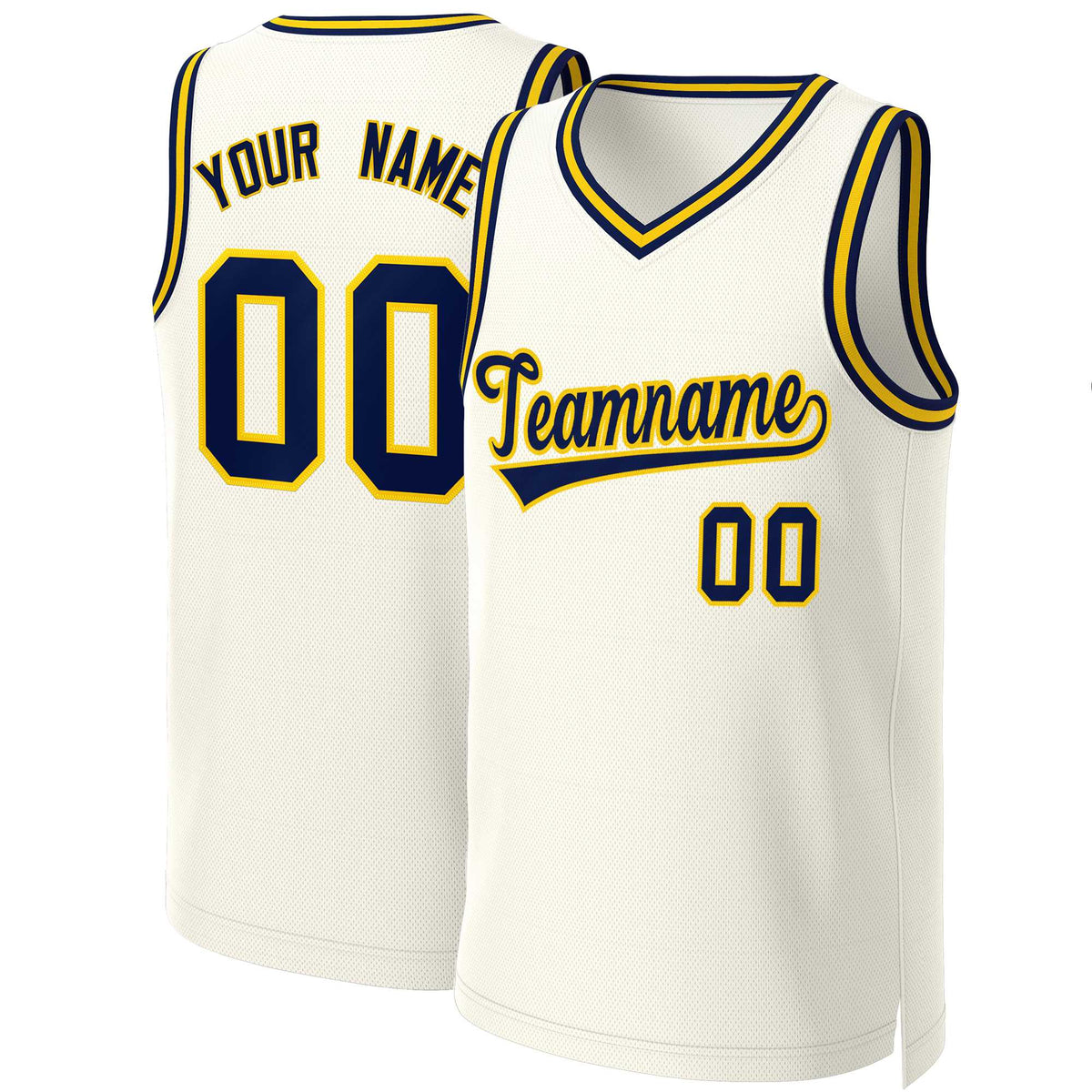 Custom Khaki Navy-Yellow Classic Tops Basketball Jersey | KXKSHOP