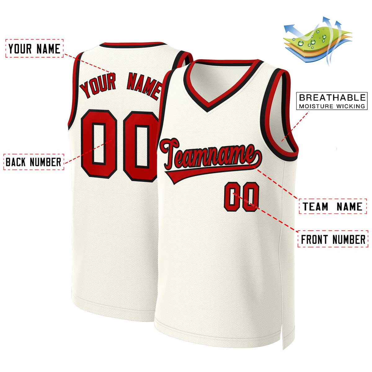 Custom White Red Classic Tops Basketball Jersey | KXKSHOP