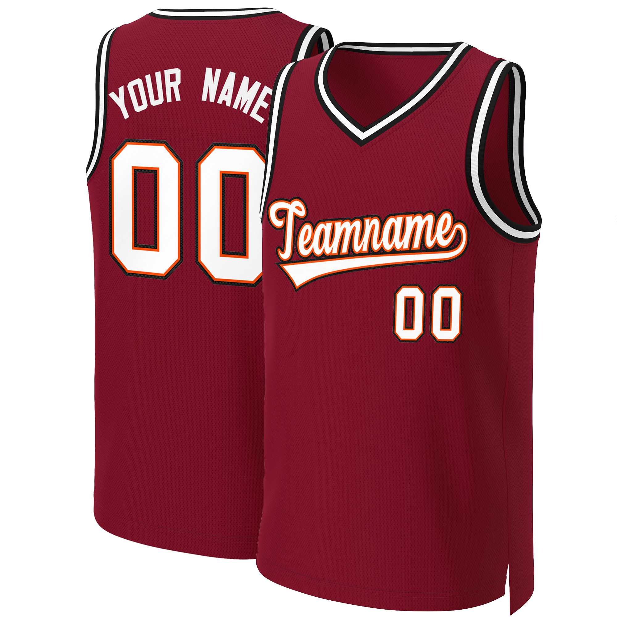 Custom Maroon White-Orange Classic Tops Basketball Jersey | KXKSHOP
