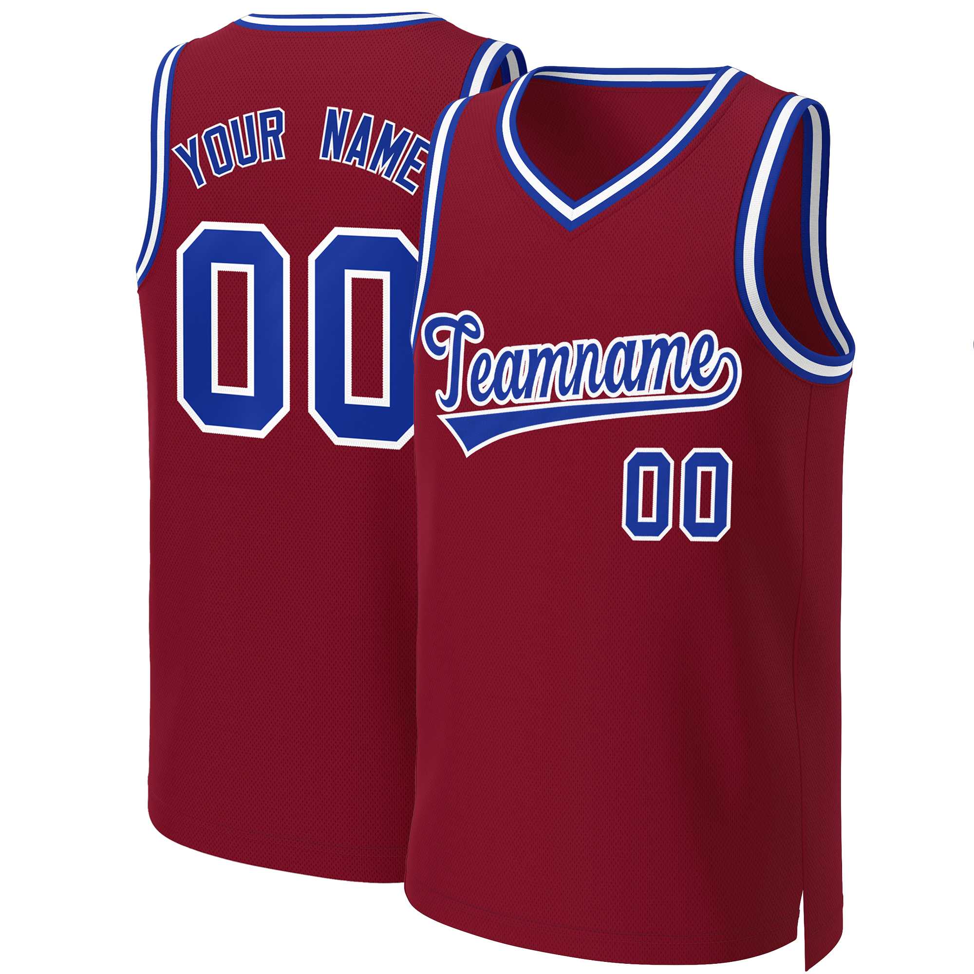 Custom Maroon Royal-White Classic Tops Basketball Jersey | KXKSHOP