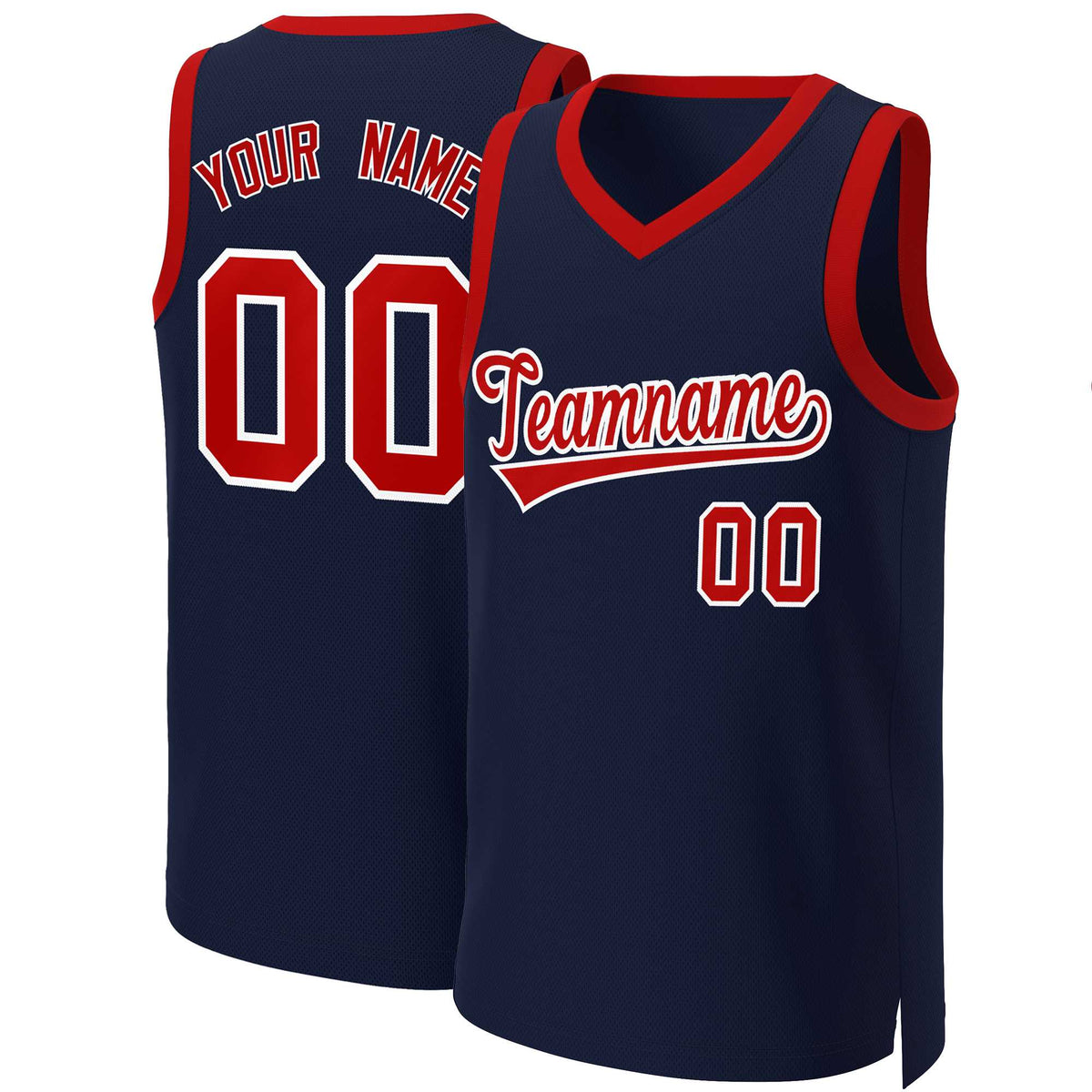 Custom Navy Red-White Classic Tops Basketball Jersey | KXKSHOP