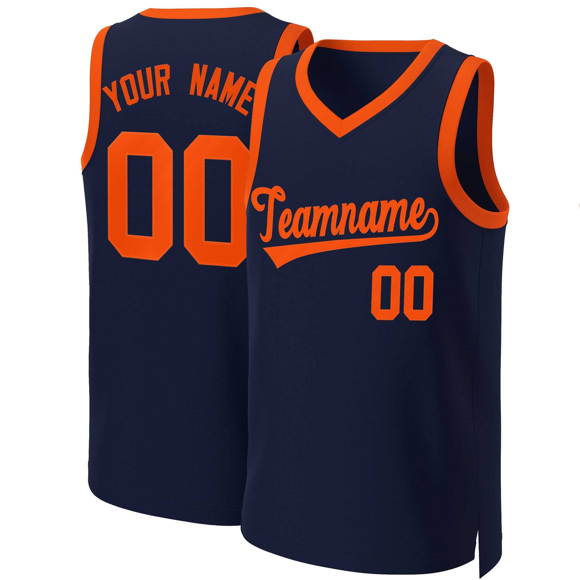 Custom Navy Orange Classic Tops Basketball Jersey | KXKSHOP