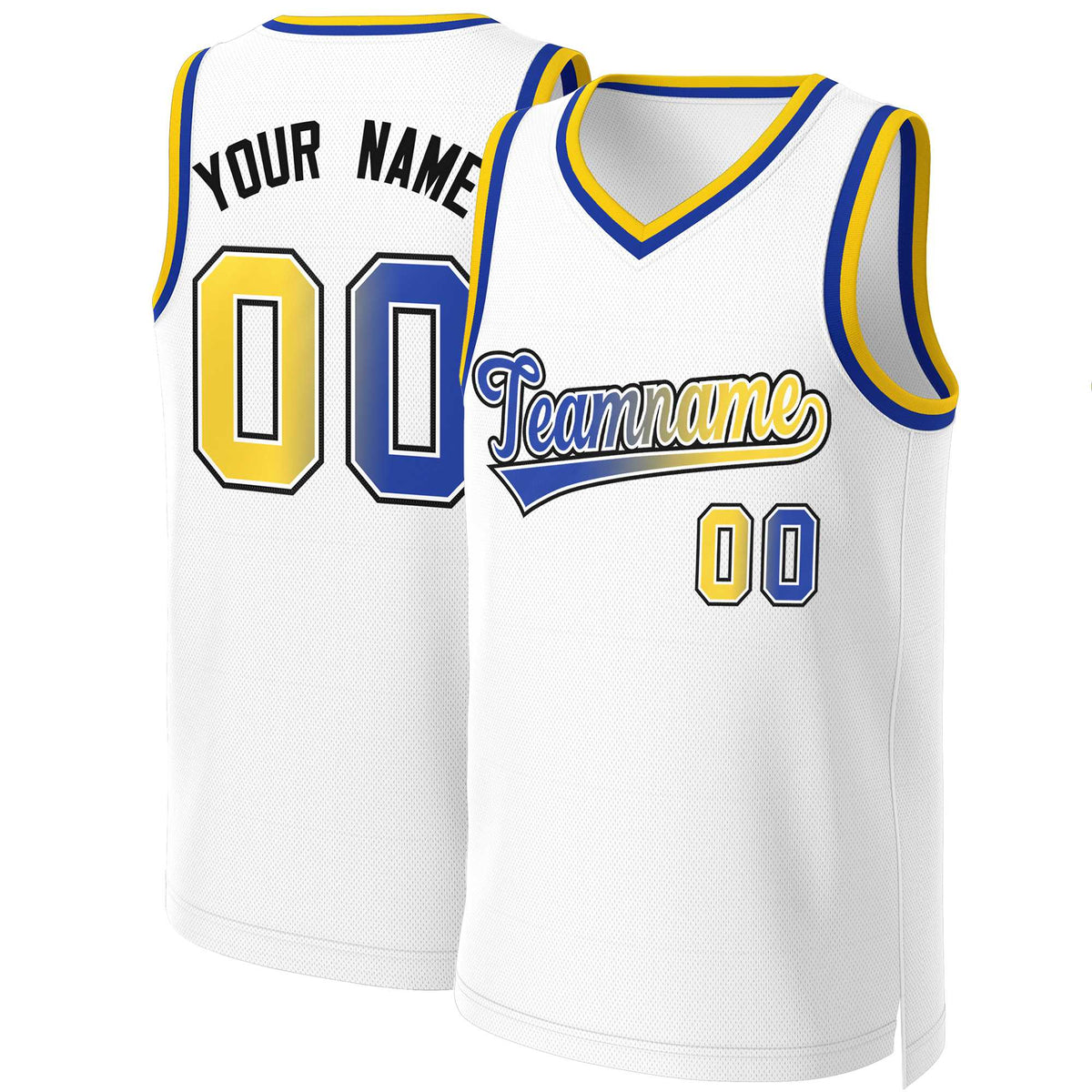 Custom White Royal-White Classic Gradient Fashion Tops Basketball Jersey | KXKSHOP