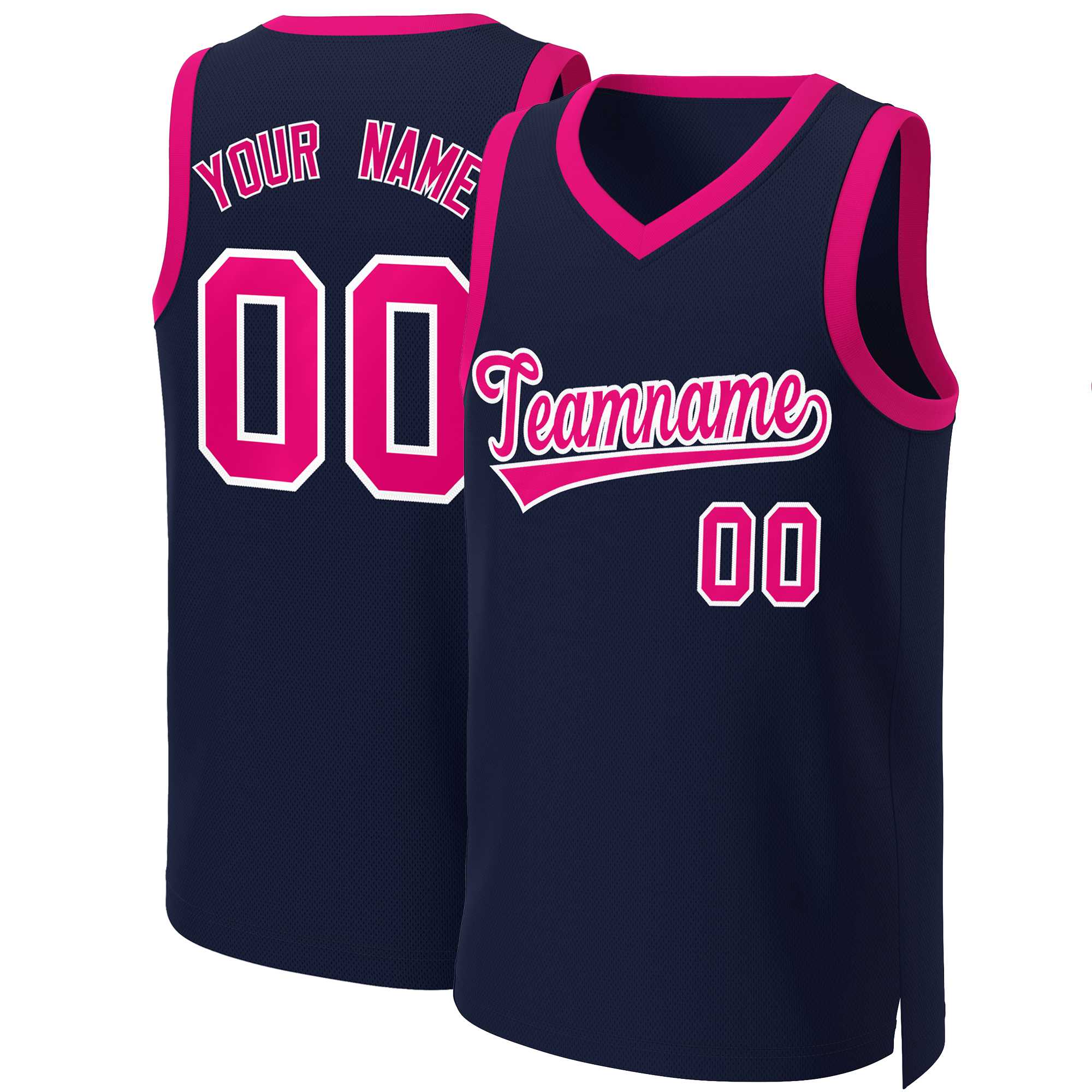 Custom Navy Pink-White Classic Tops Basketball Jersey | KXKSHOP