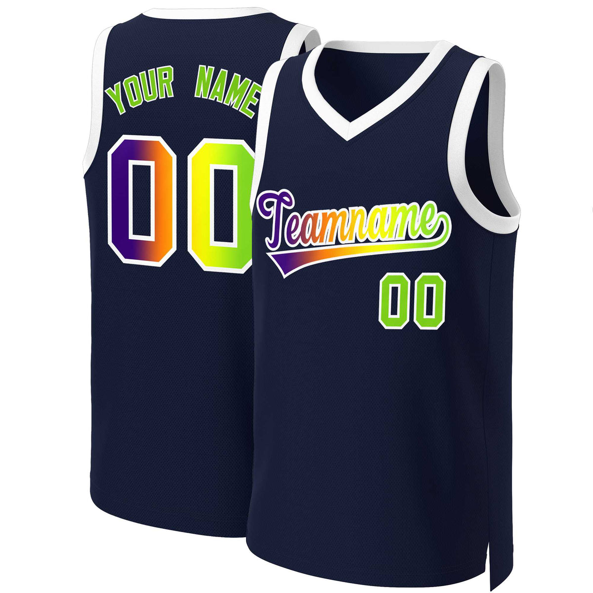 Custom Navy Purple-White Classic Gradient Fashion Tops Basketball Jersey | KXKSHOP