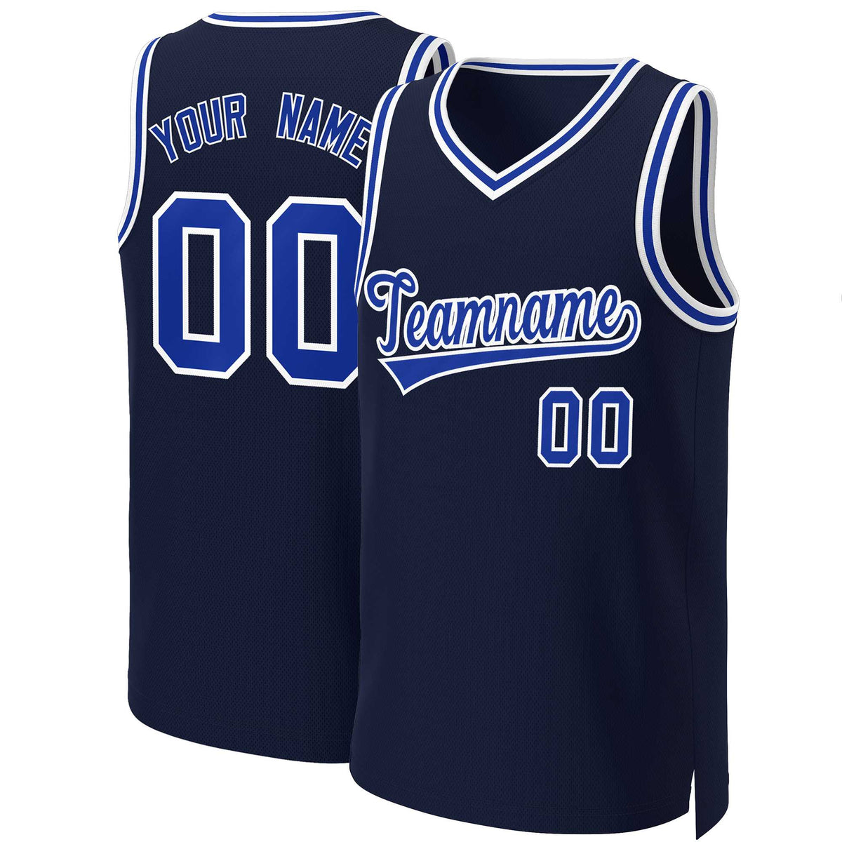 Custom Navy Royal-White Classic Tops Basketball Jersey | KXKSHOP