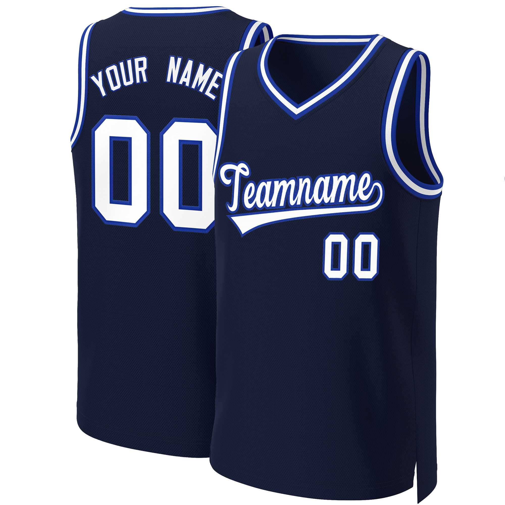 Custom Navy White-Royal Classic Tops Basketball Jersey | KXKSHOP