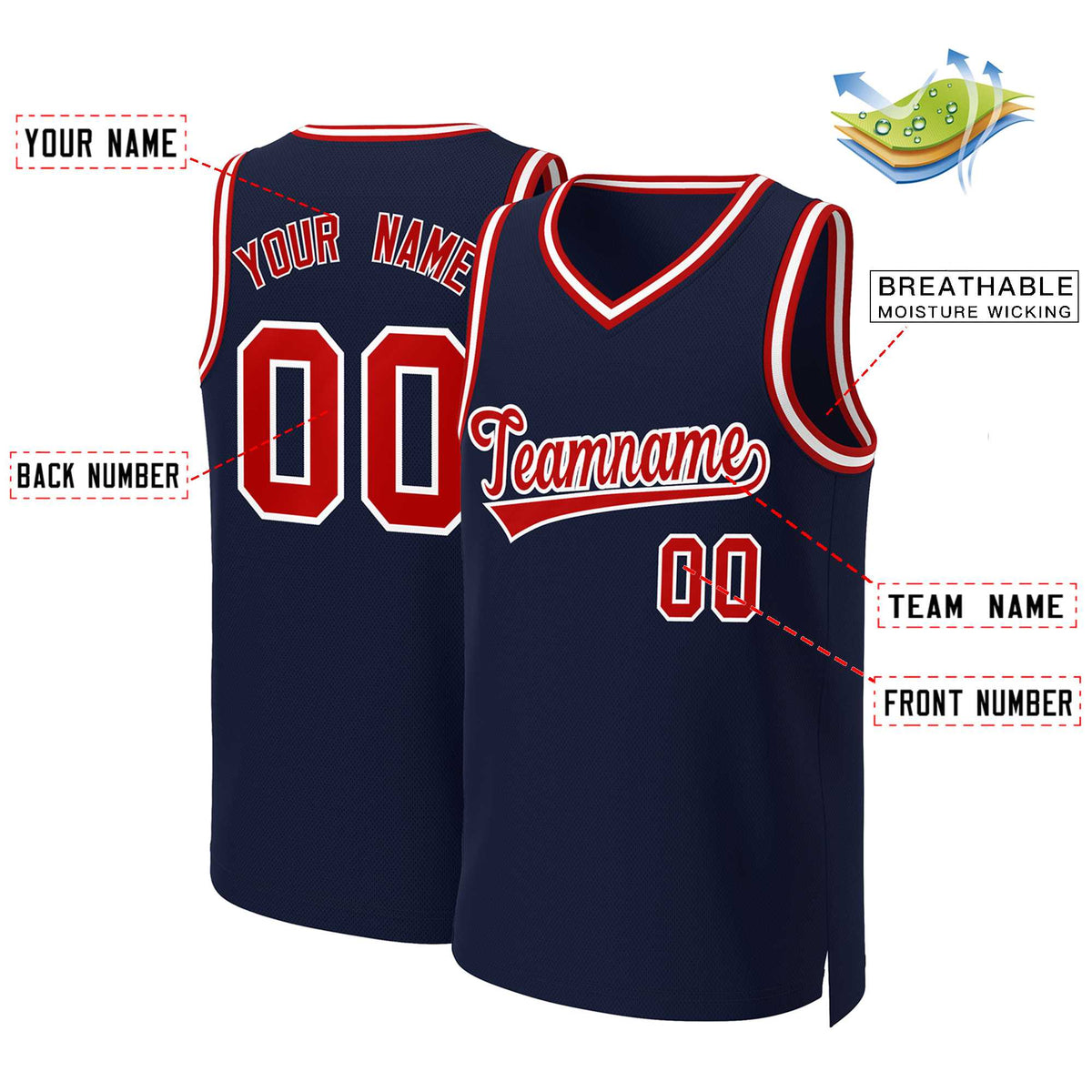 Custom White Red Classic Tops Basketball Jersey | KXKSHOP