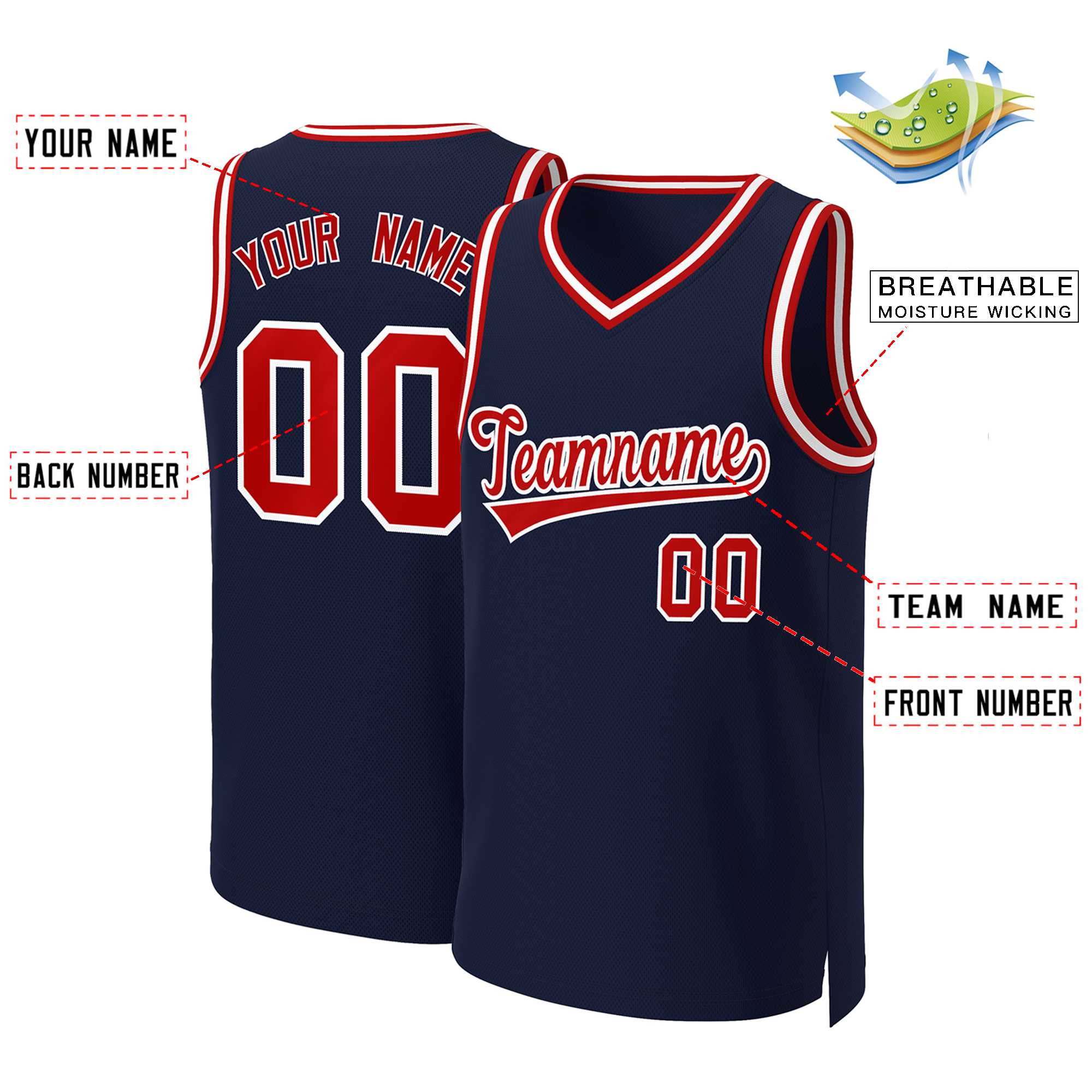 Custom White Red Classic Tops Basketball Jersey | KXKSHOP
