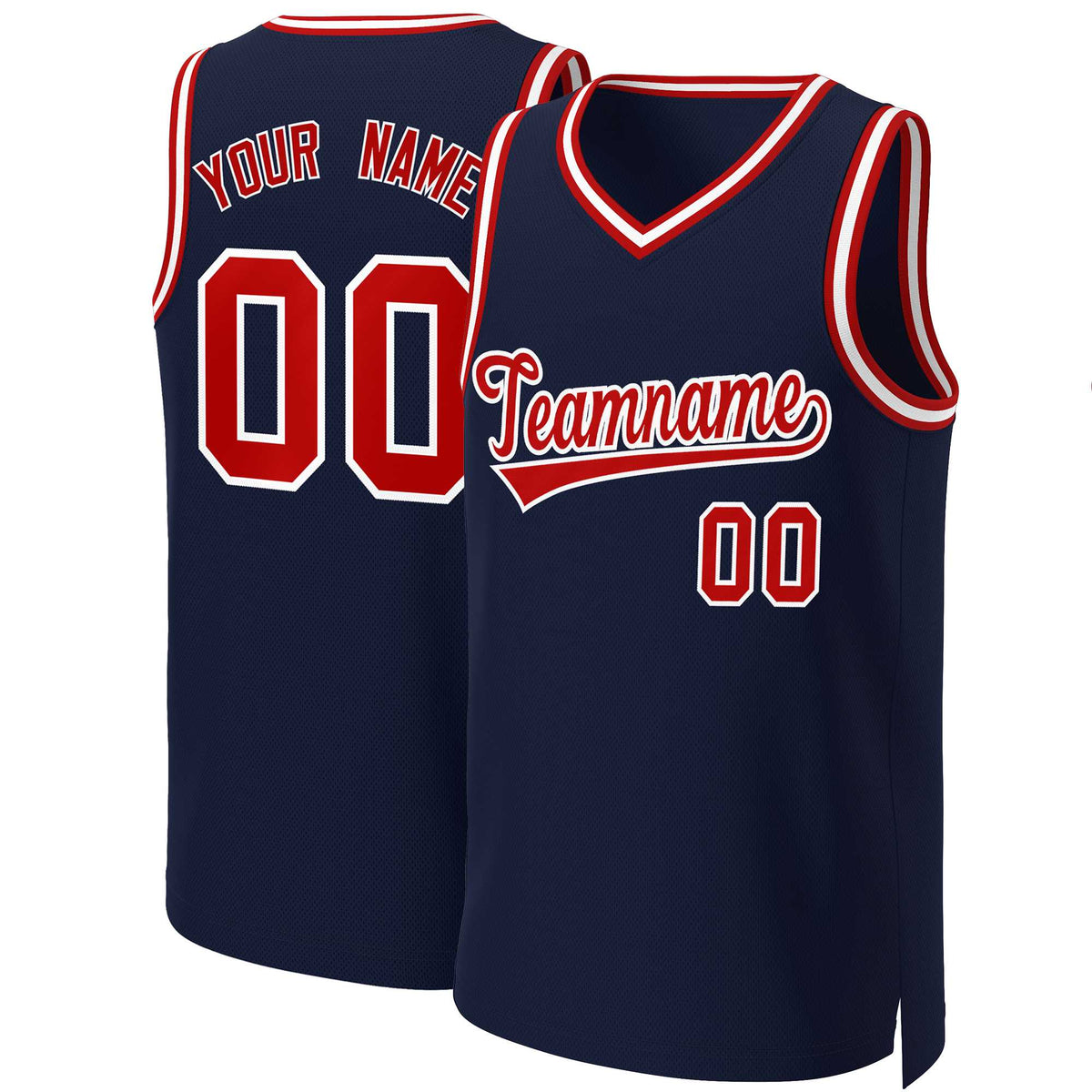 Custom Navy Red-White Classic Tops Basketball Jersey | KXKSHOP