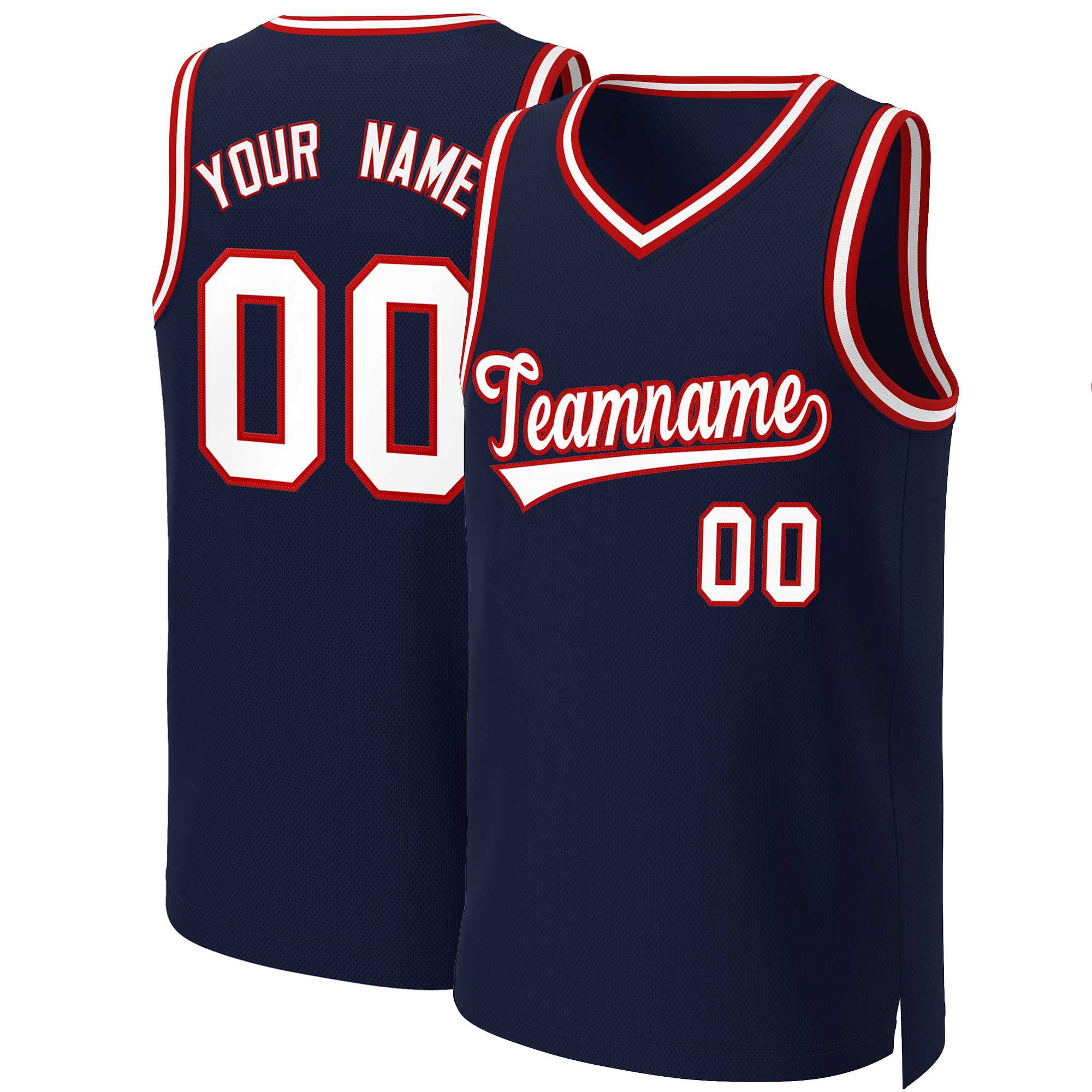 Custom Navy White-Red Classic Tops Basketball Jersey | KXKSHOP