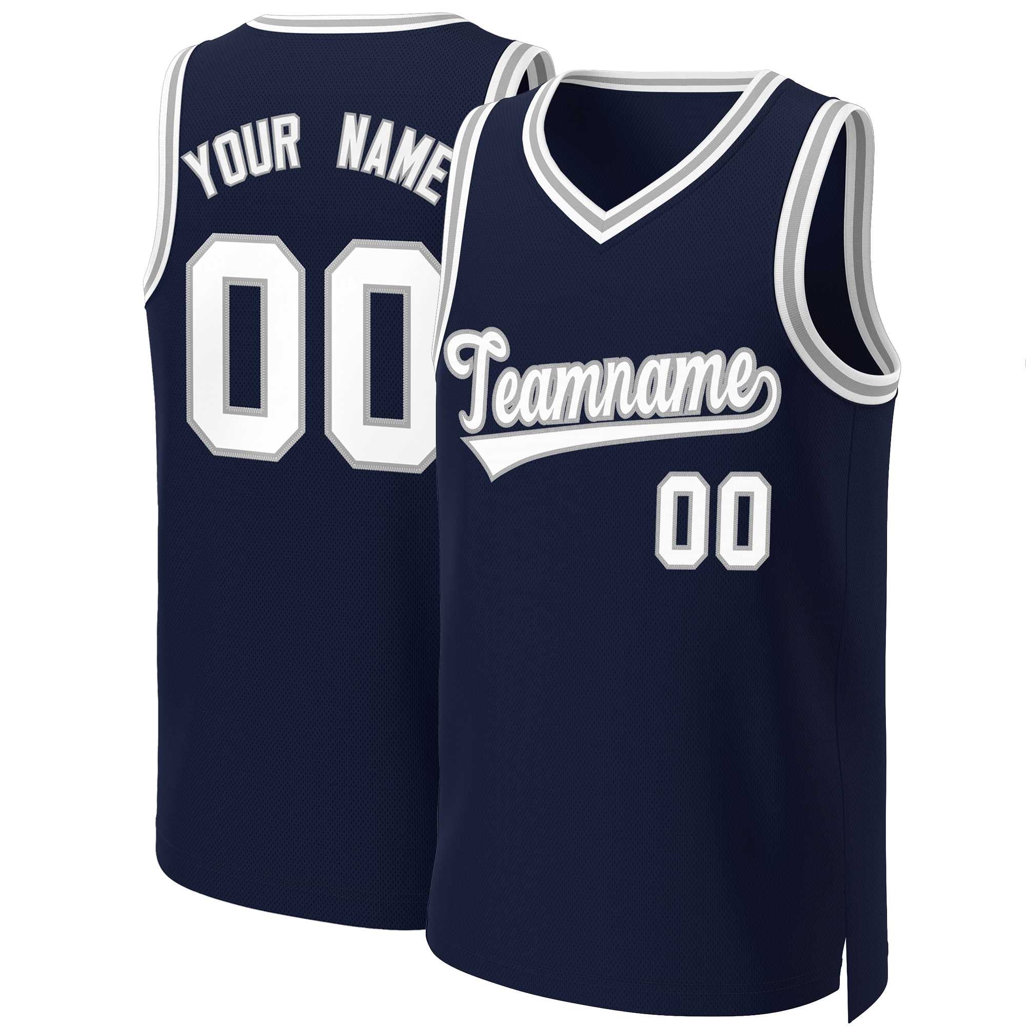 Custom Navy White-Gray Classic Tops Basketball Jersey | KXKSHOP