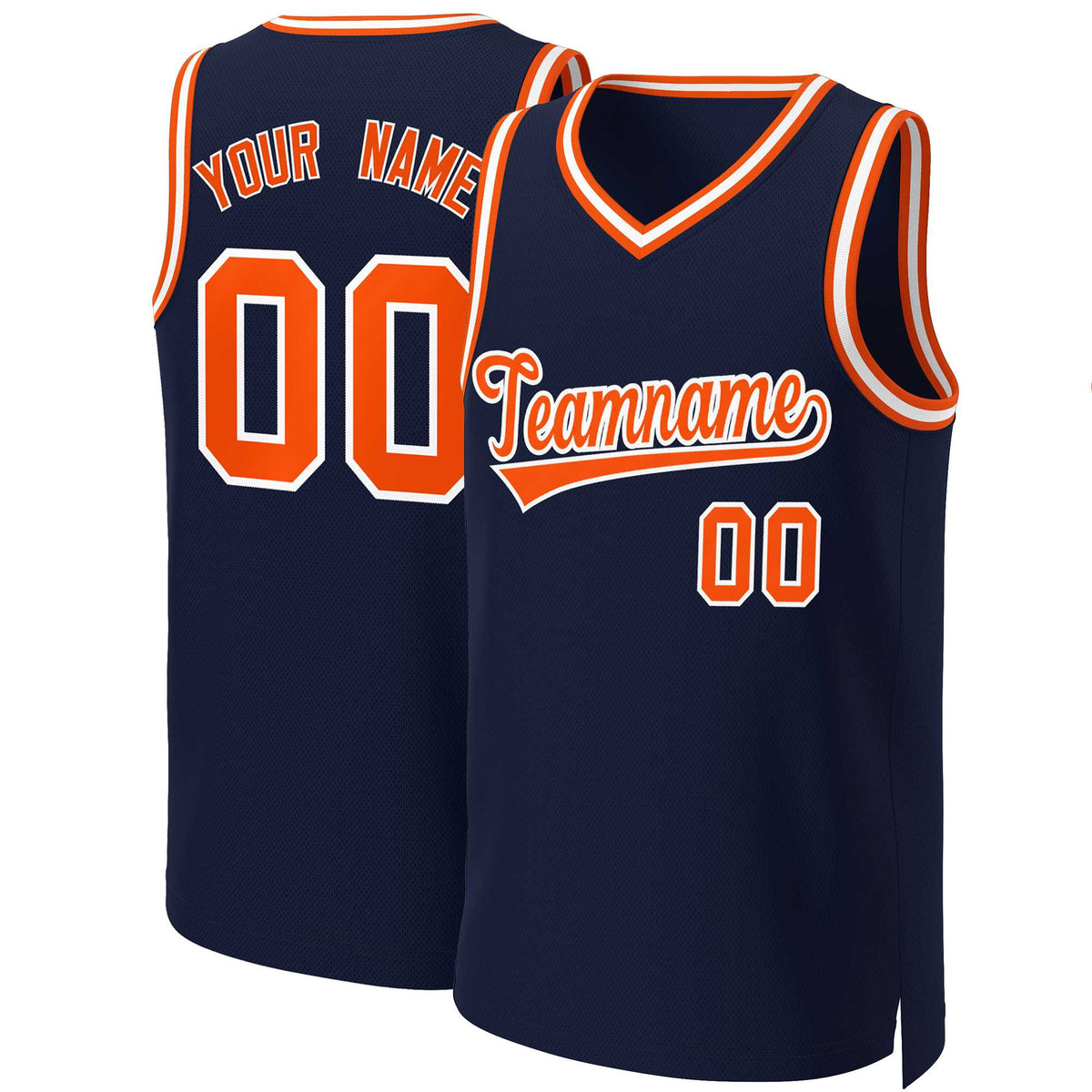 Custom Navy Orange-White Classic Tops Basketball Jersey | KXKSHOP