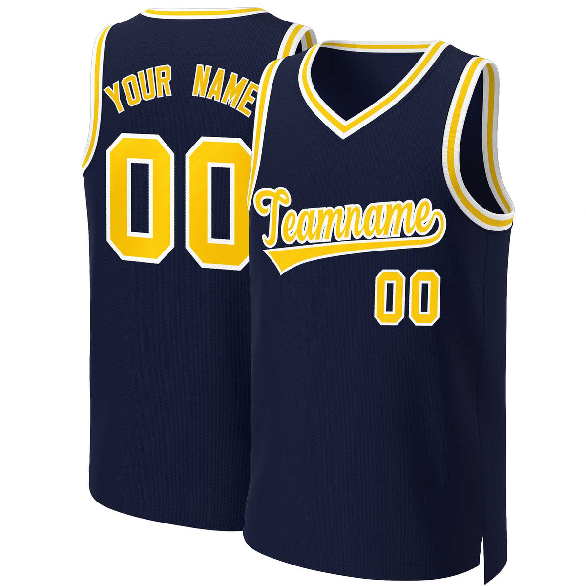 Custom Navy Yellow-White Classic Tops Basketball Jersey | KXKSHOP