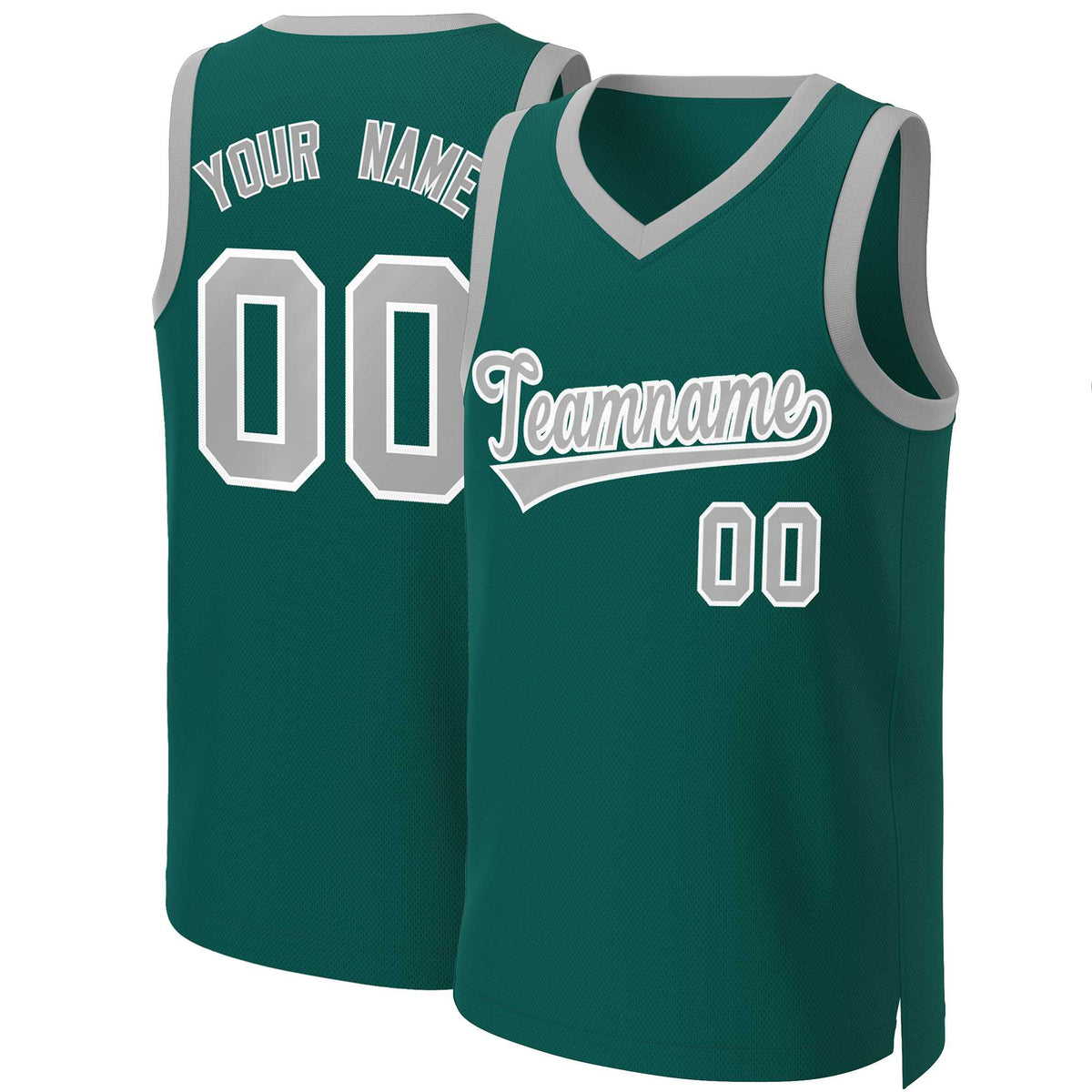 Custom Aqua Gray-White Classic Tops Basketball Jersey | KXKSHOP