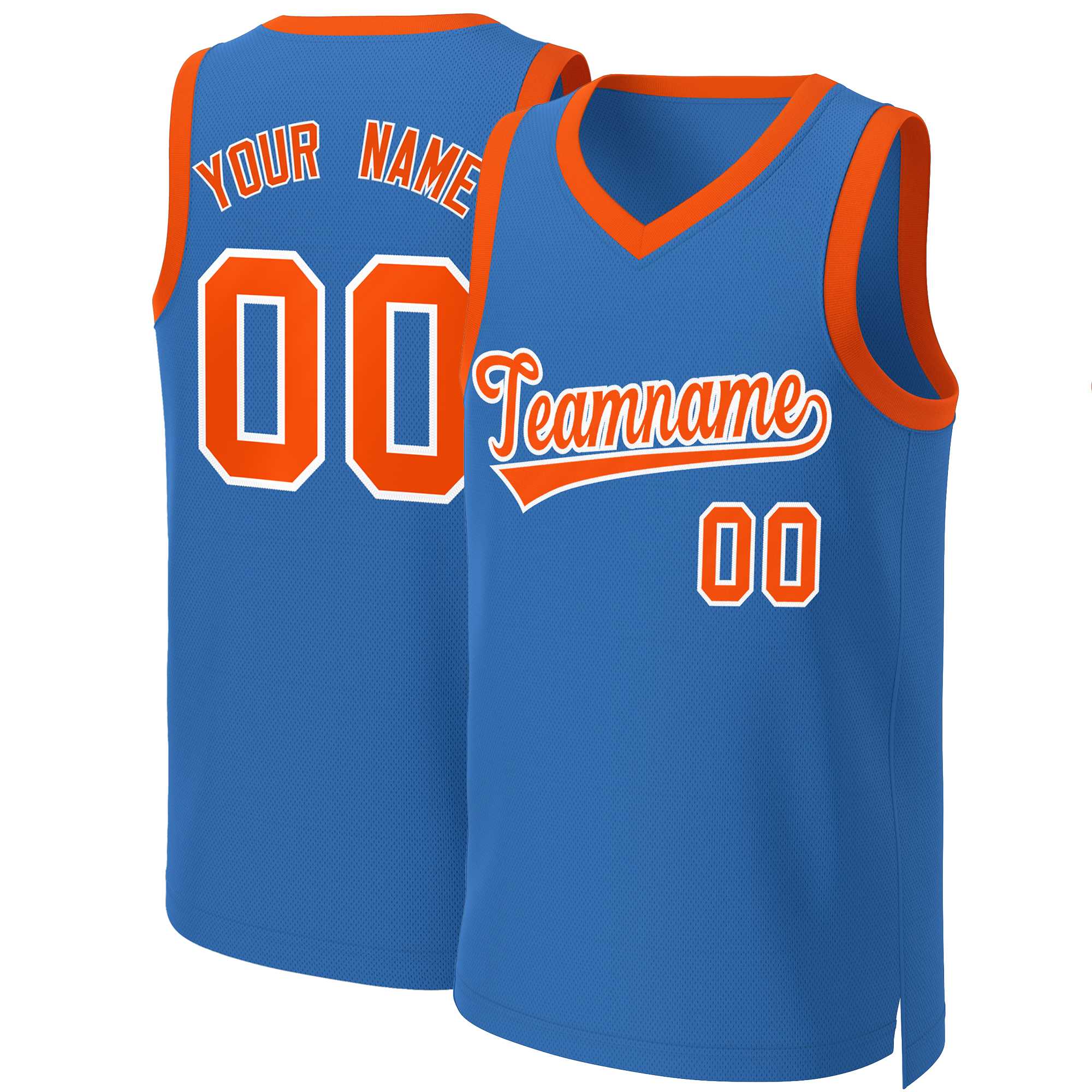 Custom Blue Orange-White Classic Tops Basketball Jersey | KXKSHOP