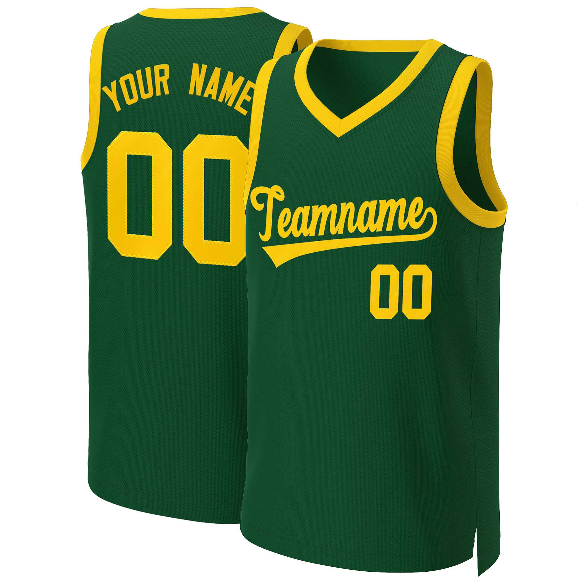 Custom Green Gold Classic Tops Basketball Jersey | KXKSHOP