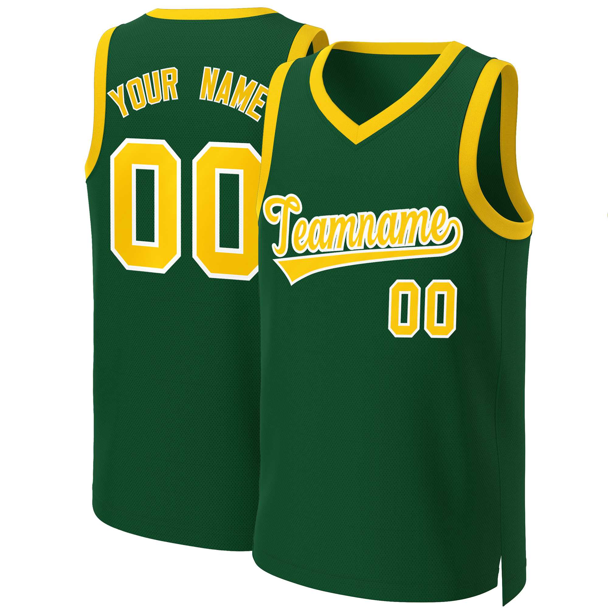 Custom Green Gold-White Classic Tops Basketball Jersey | KXKSHOP