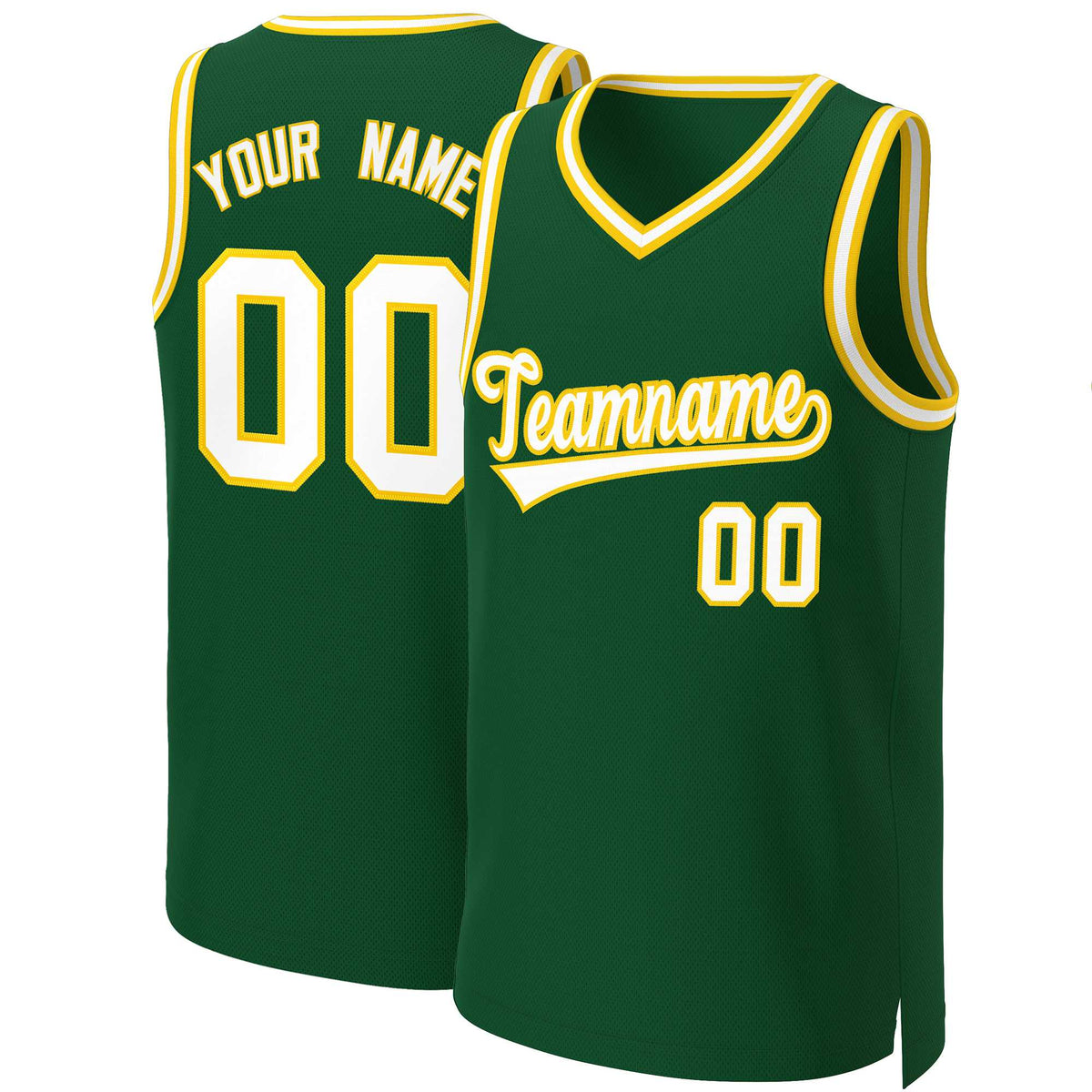 Custom Green White-Gold Classic Tops Basketball Jersey | KXKSHOP