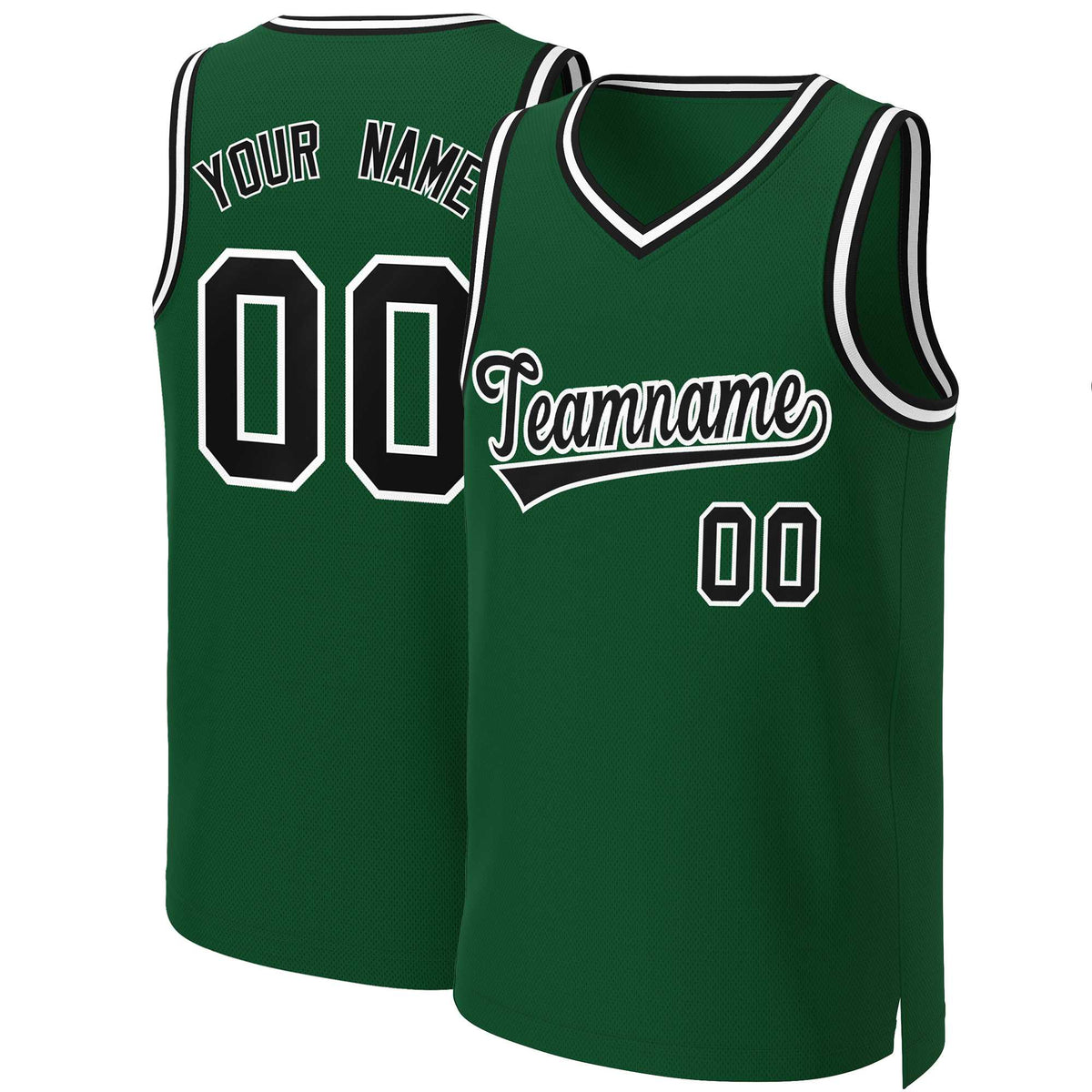 Custom Green Black-White Classic Tops Basketball Jersey | KXKSHOP