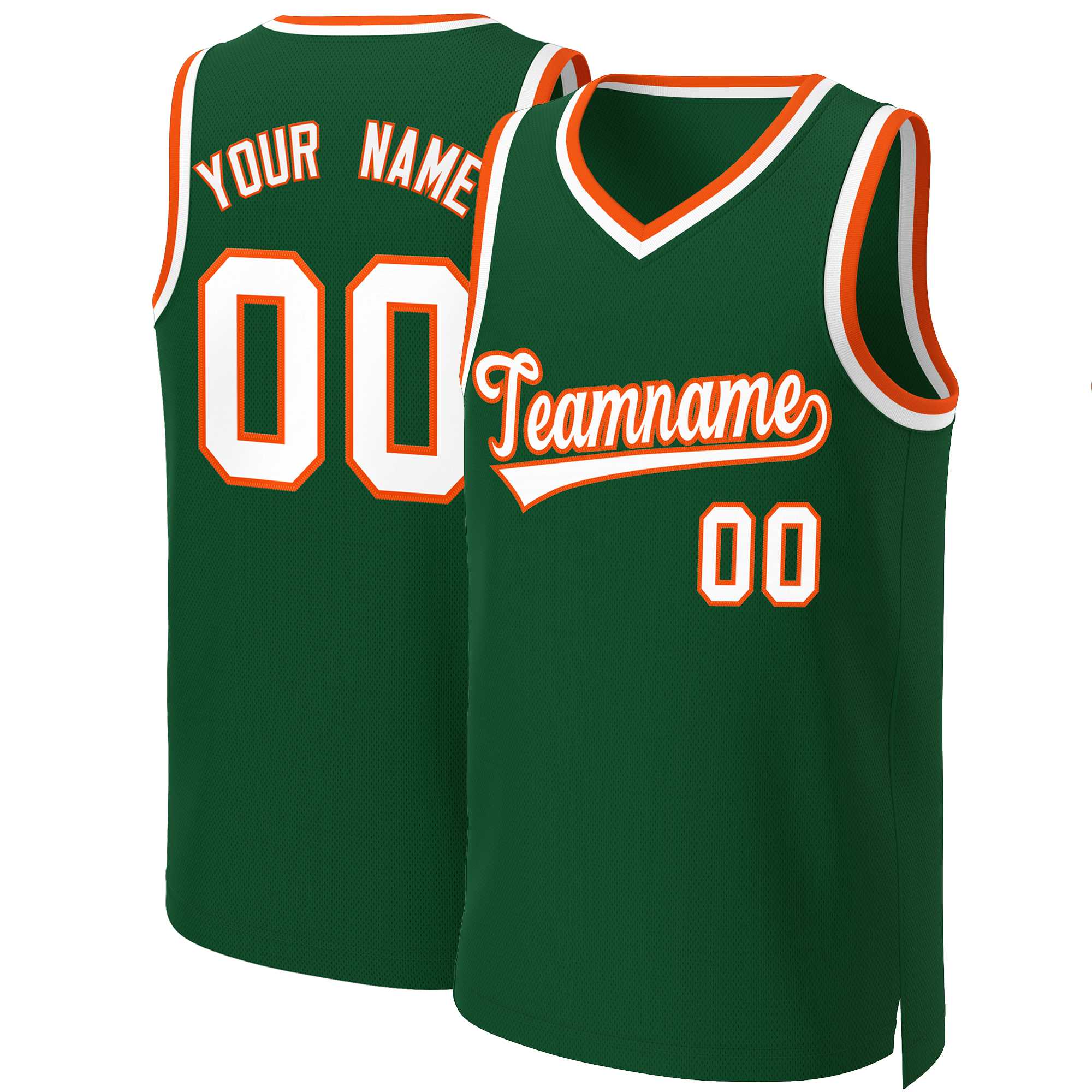 Custom Green White-Orange Classic Tops Basketball Jersey | KXKSHOP