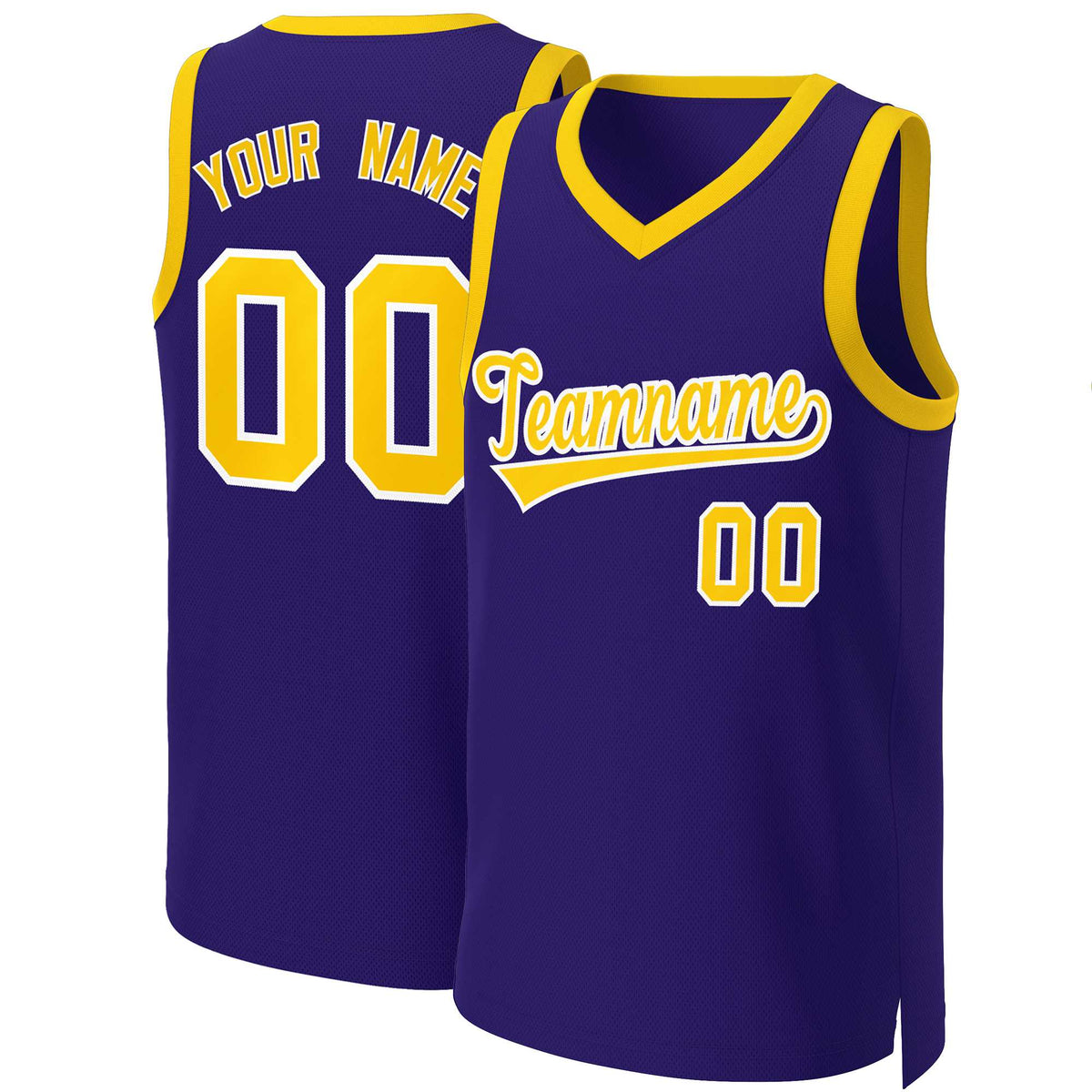 Custom Purple Gold-White Classic Tops Basketball Jersey | KXKSHOP