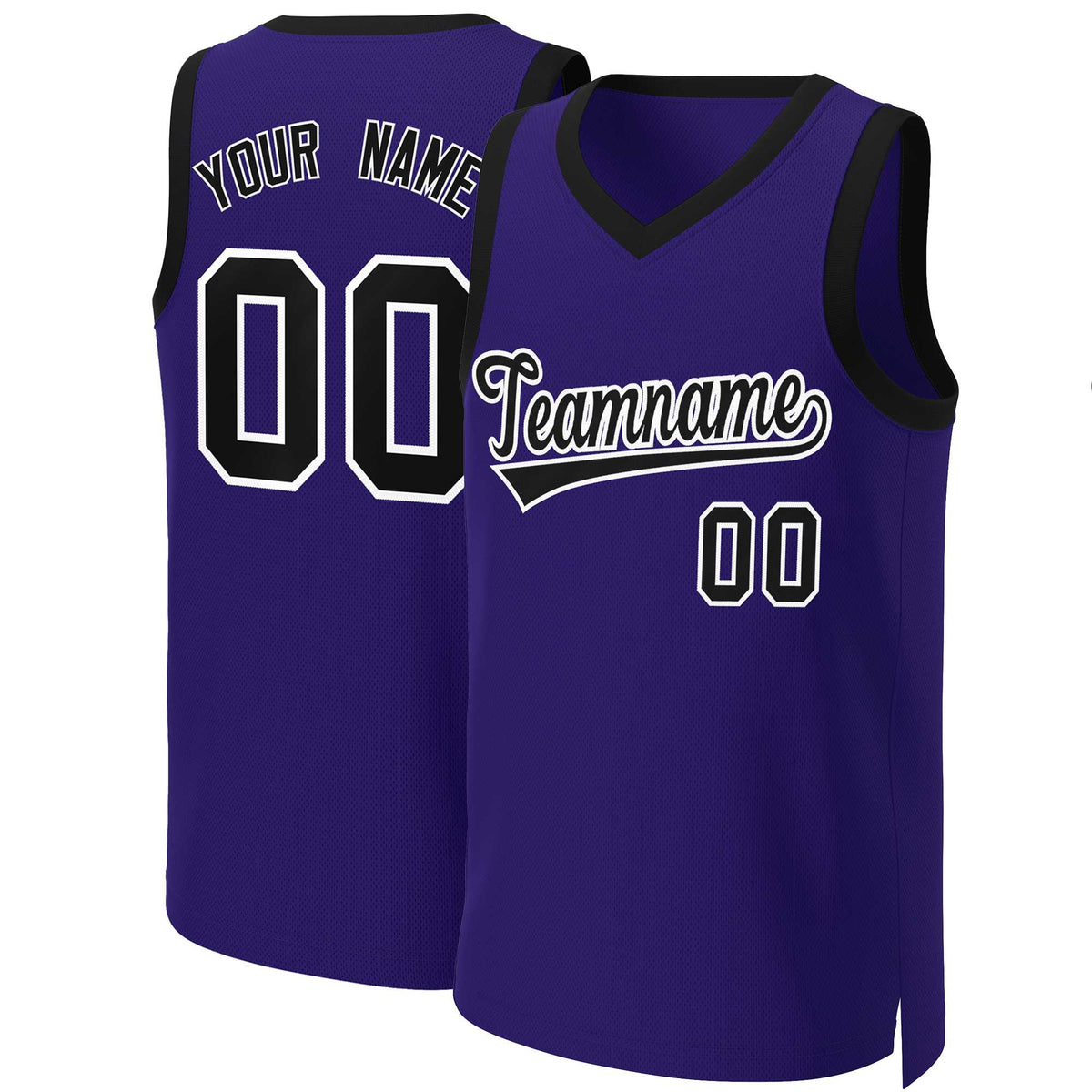 Custom Purple Black-White Classic Tops Basketball Jersey | KXKSHOP