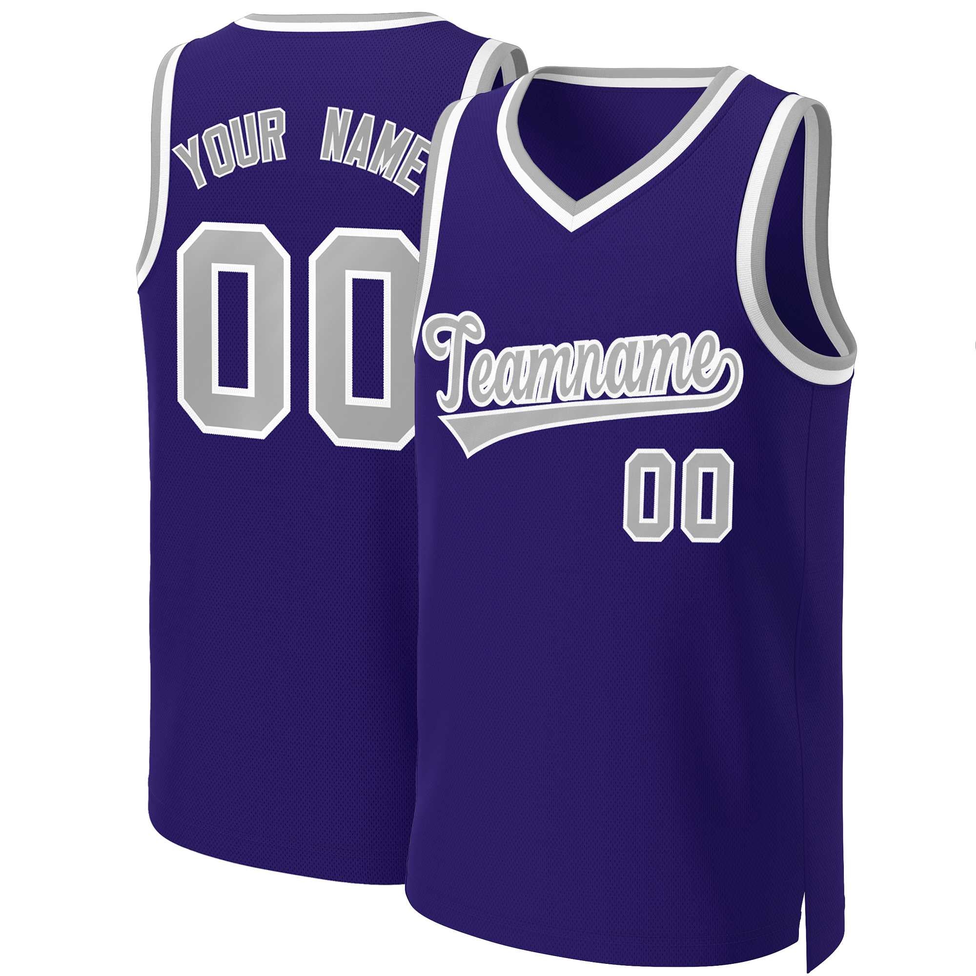 Custom Purple Gray-White Classic Tops Basketball Jersey | KXKSHOP