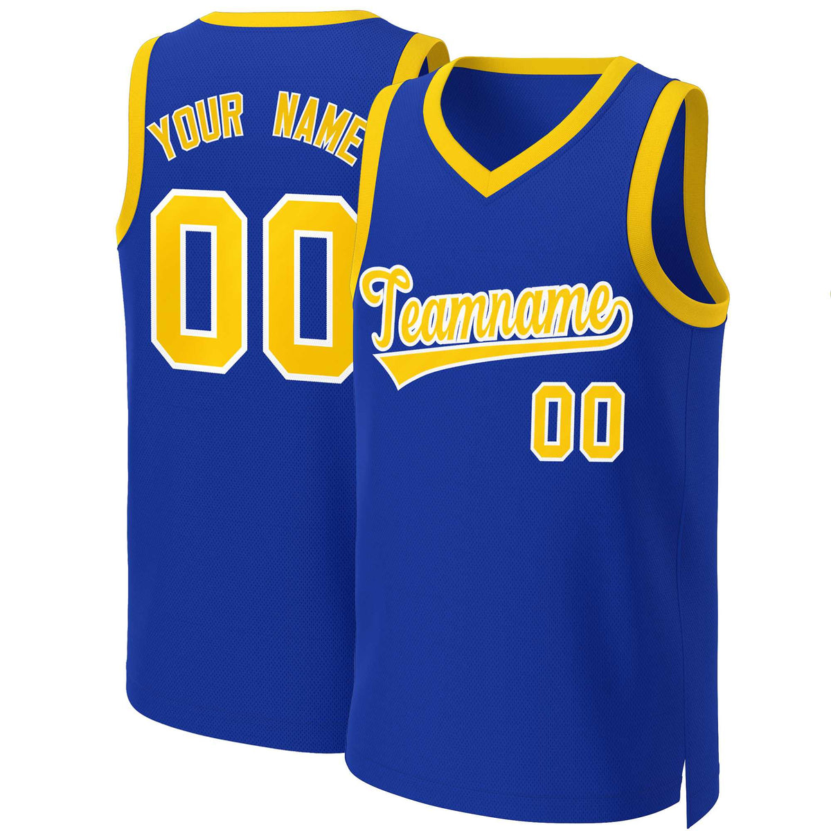 Custom Royal Yellow-White Classic Tops Basketball Jersey | KXKSHOP