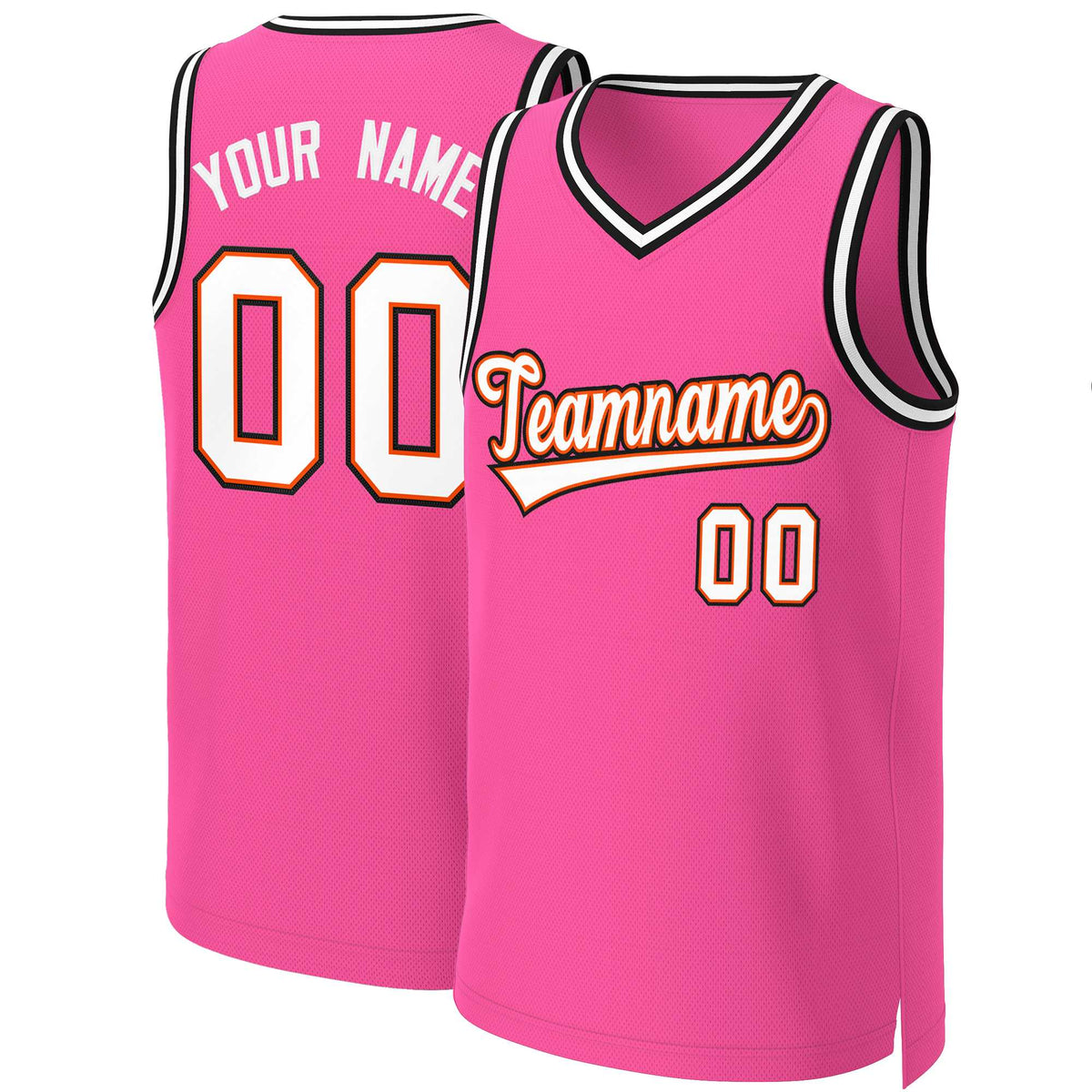 Custom Pink White-Orange Classic Tops Basketball Jersey | KXKSHOP