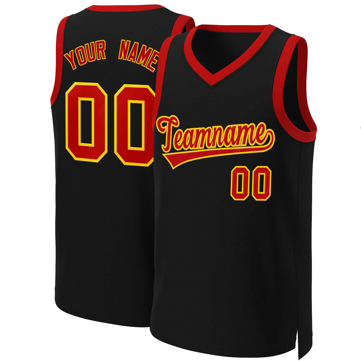 Custom Black Red-Yellow Classic Tops Basketball Jersey | KXKSHOP