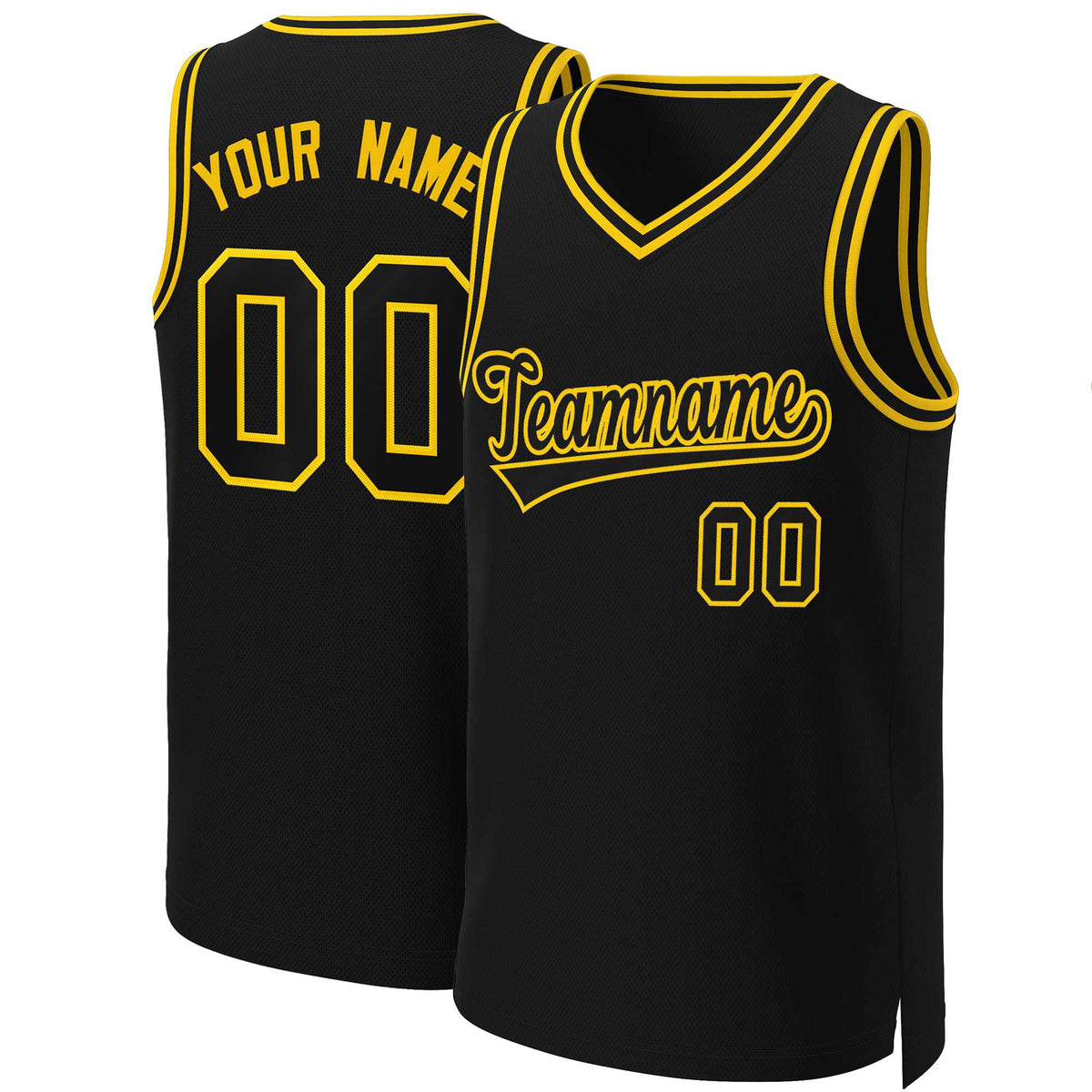 Custom Black Black-Yellow Classic Tops Basketball Jersey | KXKSHOP