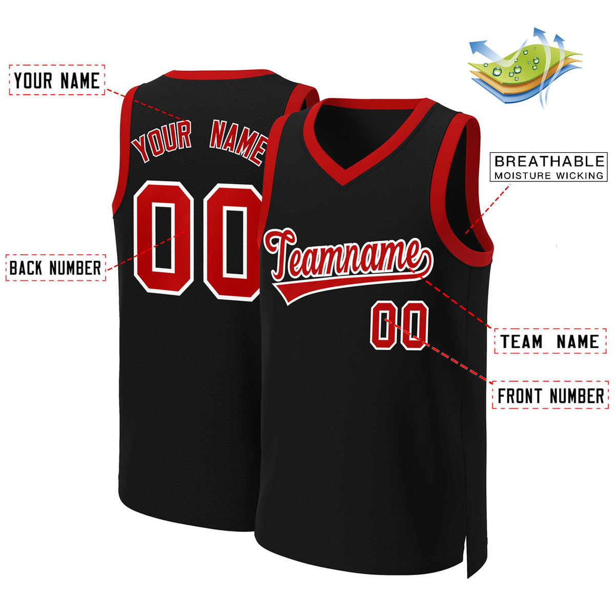 Custom White Red Classic Tops Basketball Jersey | KXKSHOP