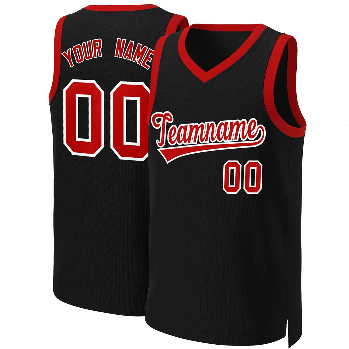 Custom Black Red-White Classic Tops Basketball Jersey | KXKSHOP