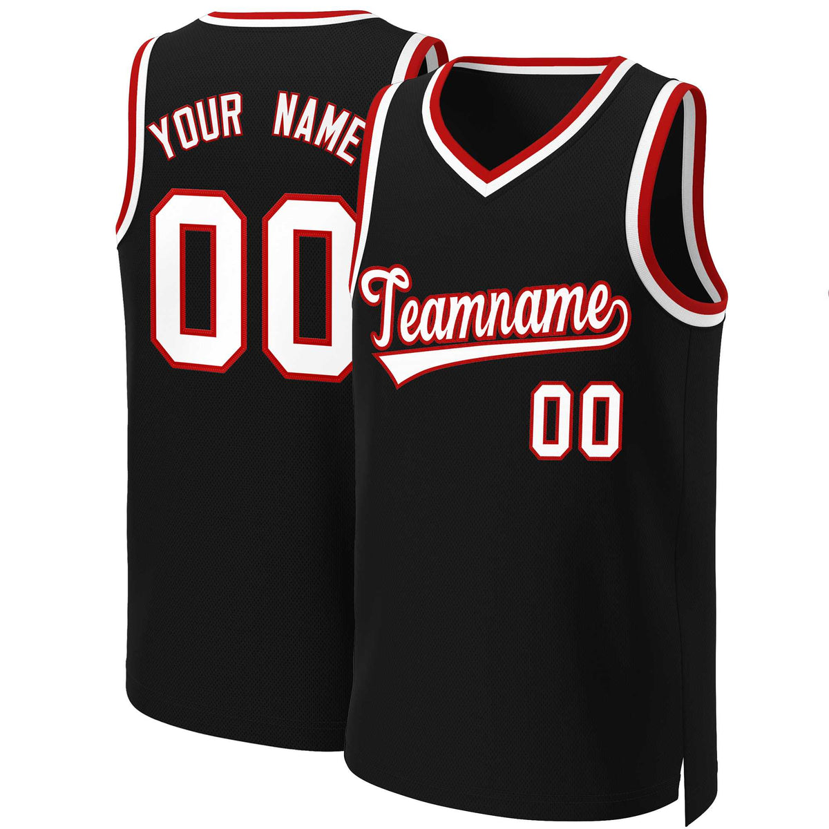 Custom Black White-Red Classic Tops Basketball Jersey | KXKSHOP