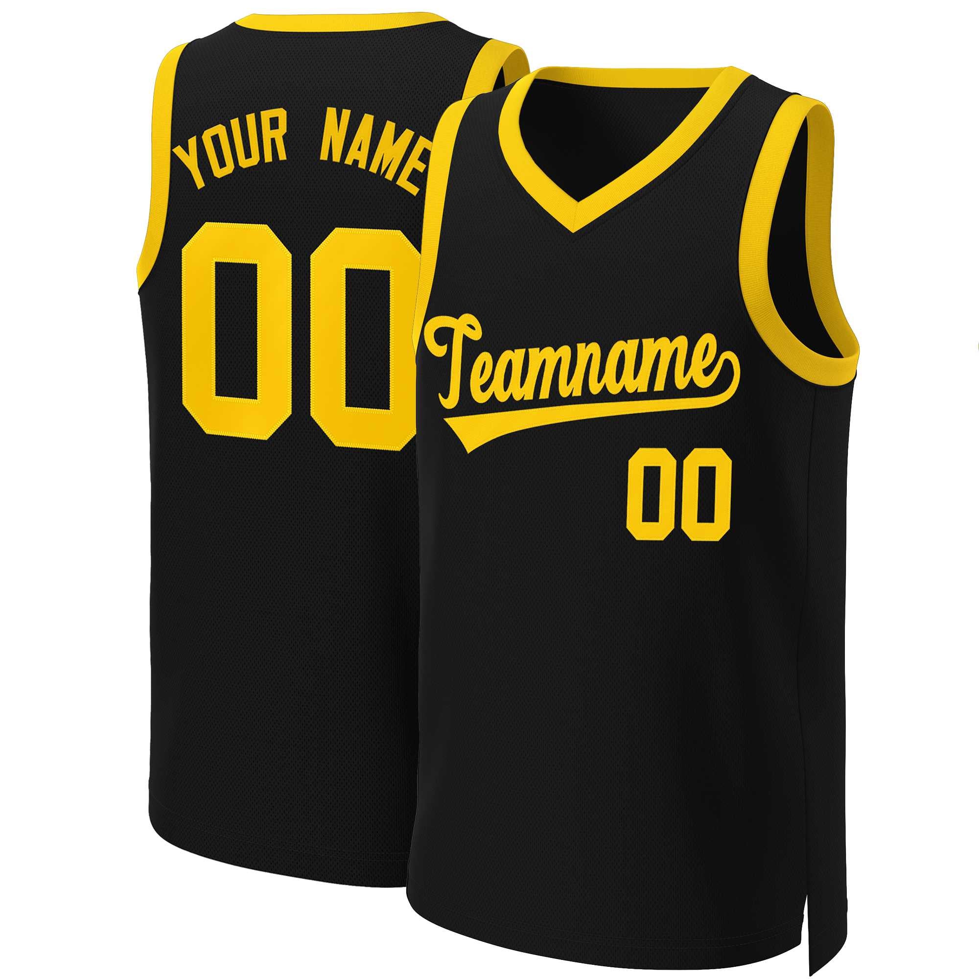 Custom Black Yellow Classic Tops Basketball Jersey | KXKSHOP
