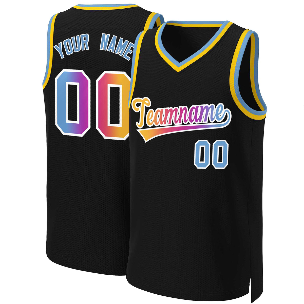Custom Black Yellow-White Classic Gradient Fashion Tops Basketball Jersey | KXKSHOP