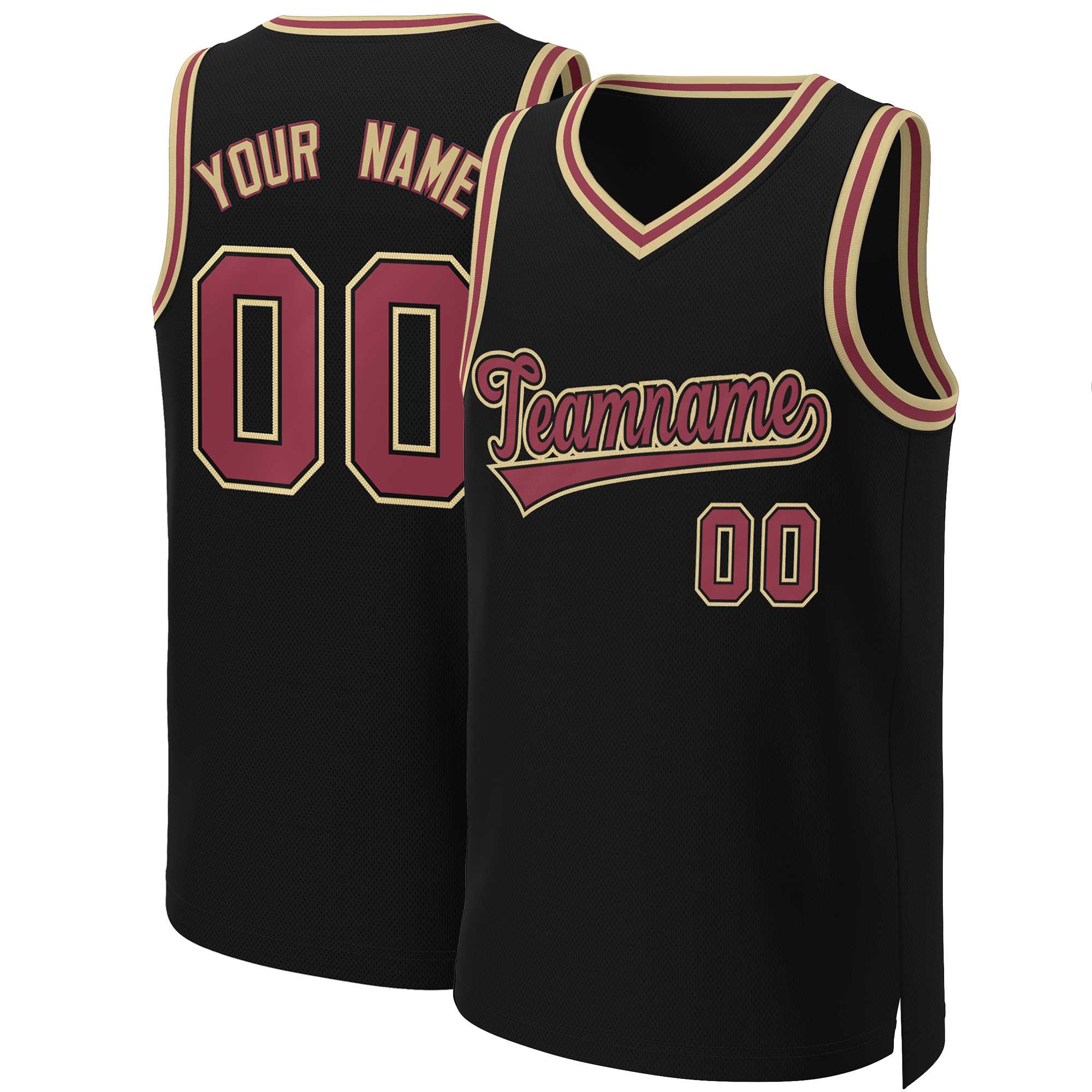 Custom Black Maroon-Black Classic Tops Basketball Jersey | KXKSHOP