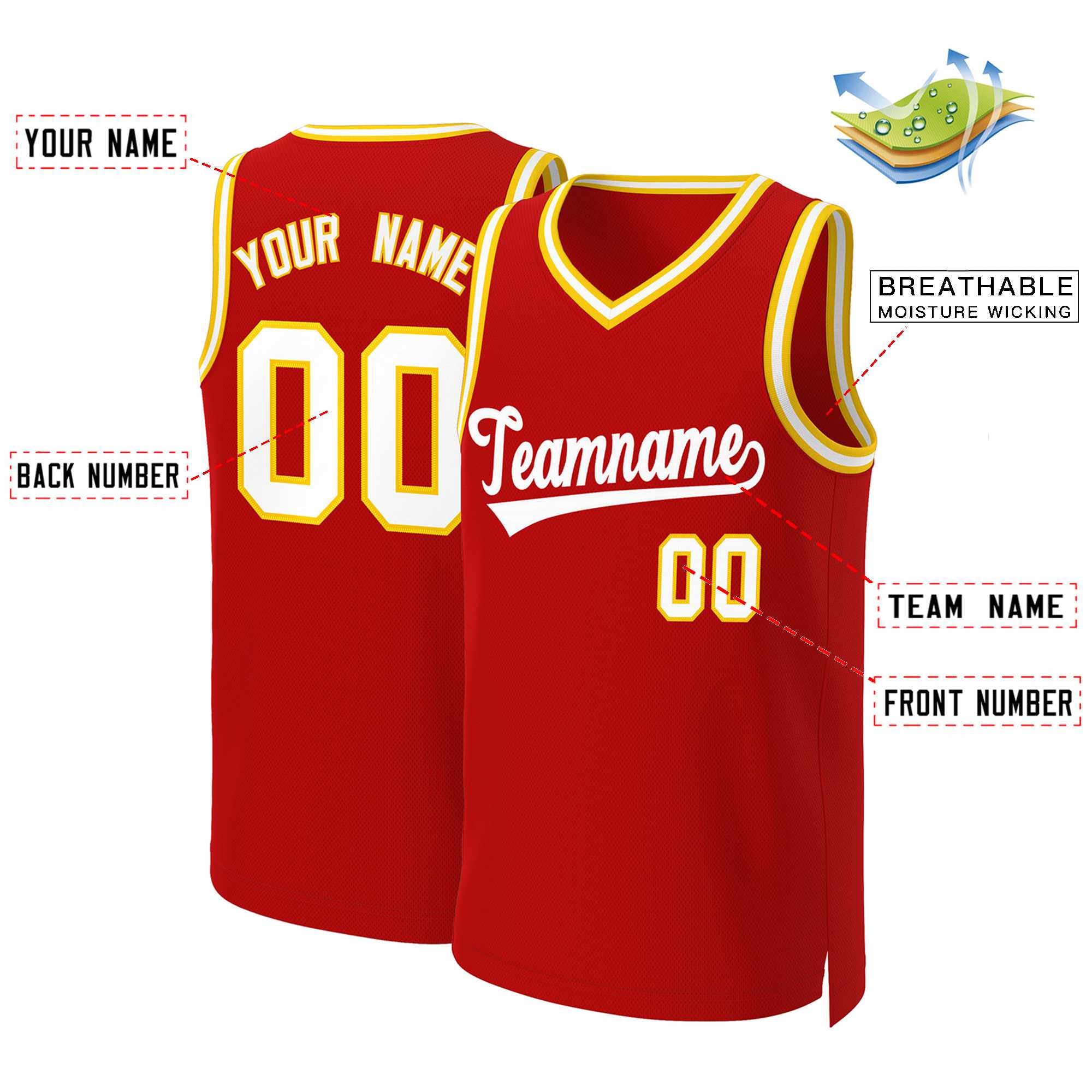 Custom White Red Classic Tops Basketball Jersey | KXKSHOP