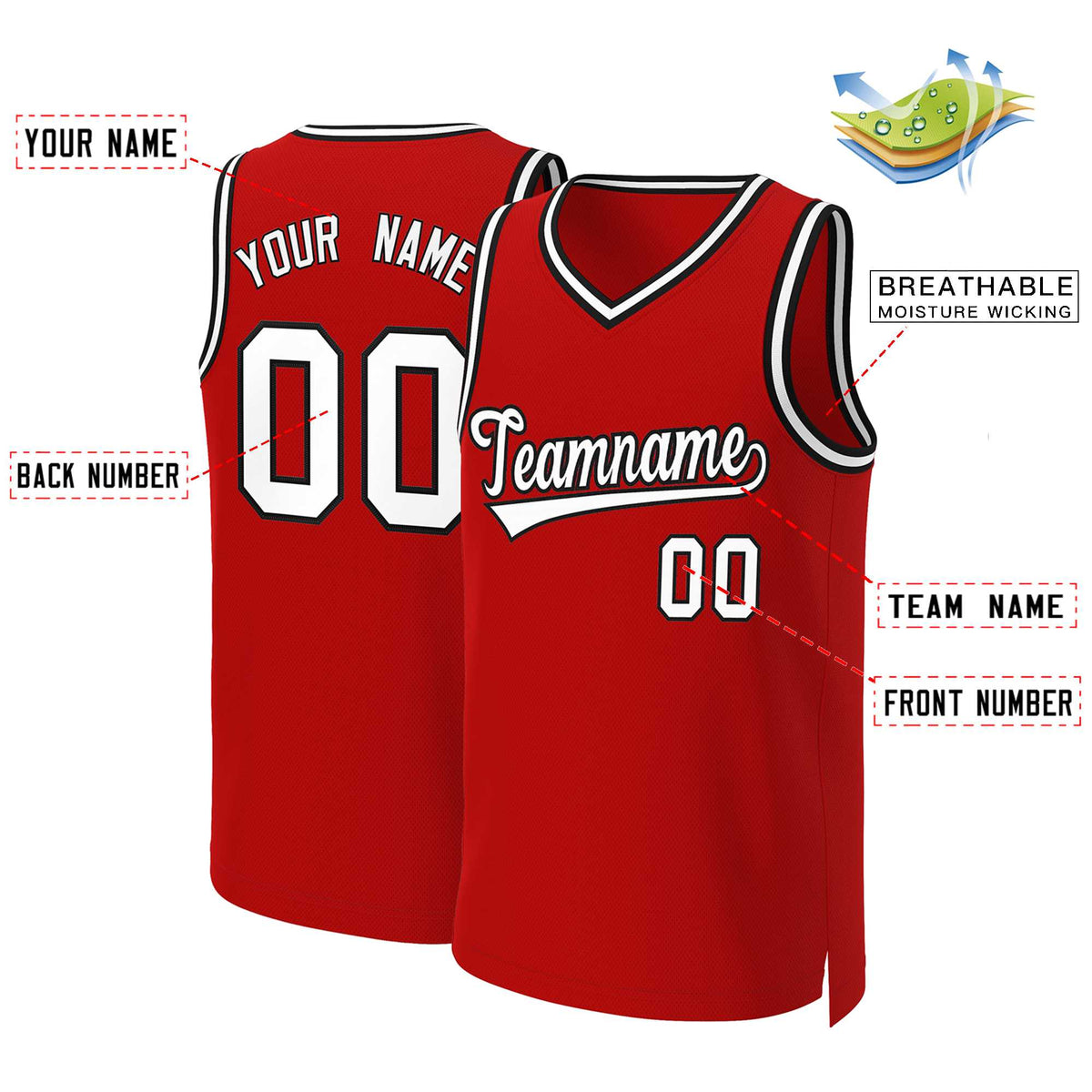 Custom White Red Classic Tops Basketball Jersey | KXKSHOP